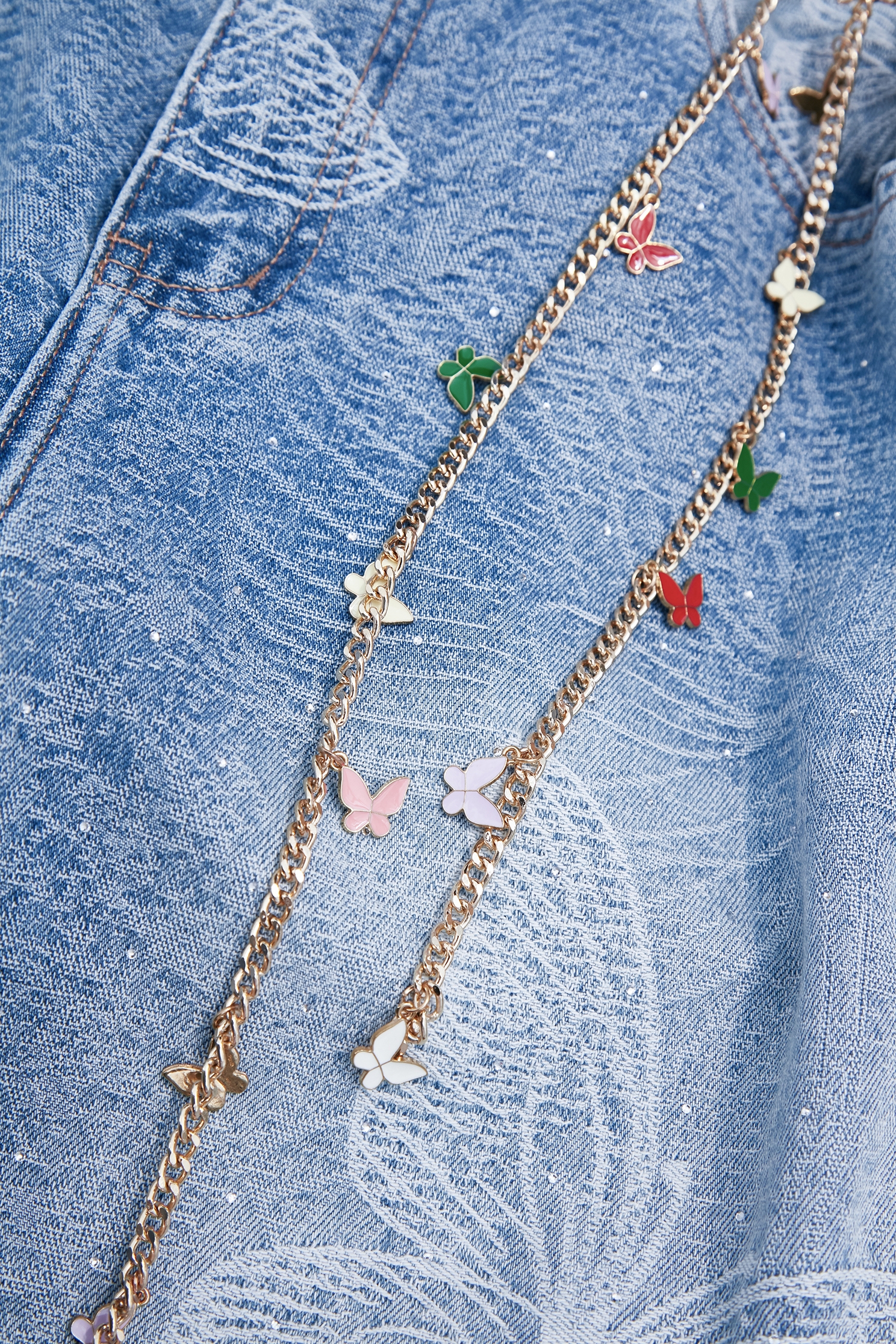Butterfly Motif Wide Leg JeansButterfly Motif Wide Leg Jeans,Season (SS) Look,Denim,Jeans,pants