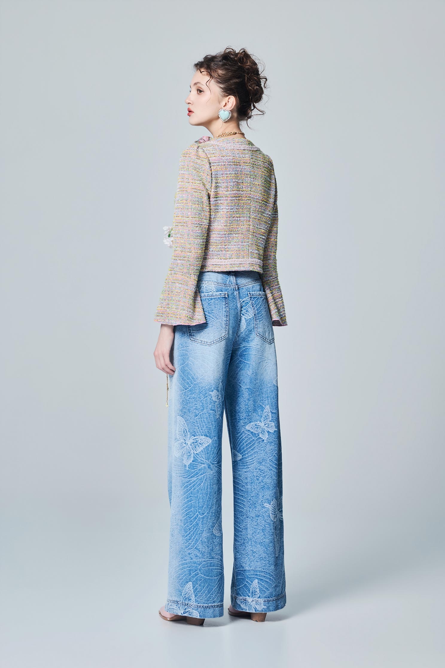 Butterfly Motif Wide Leg JeansButterfly Motif Wide Leg Jeans,Season (SS) Look,Denim,Jeans,pants