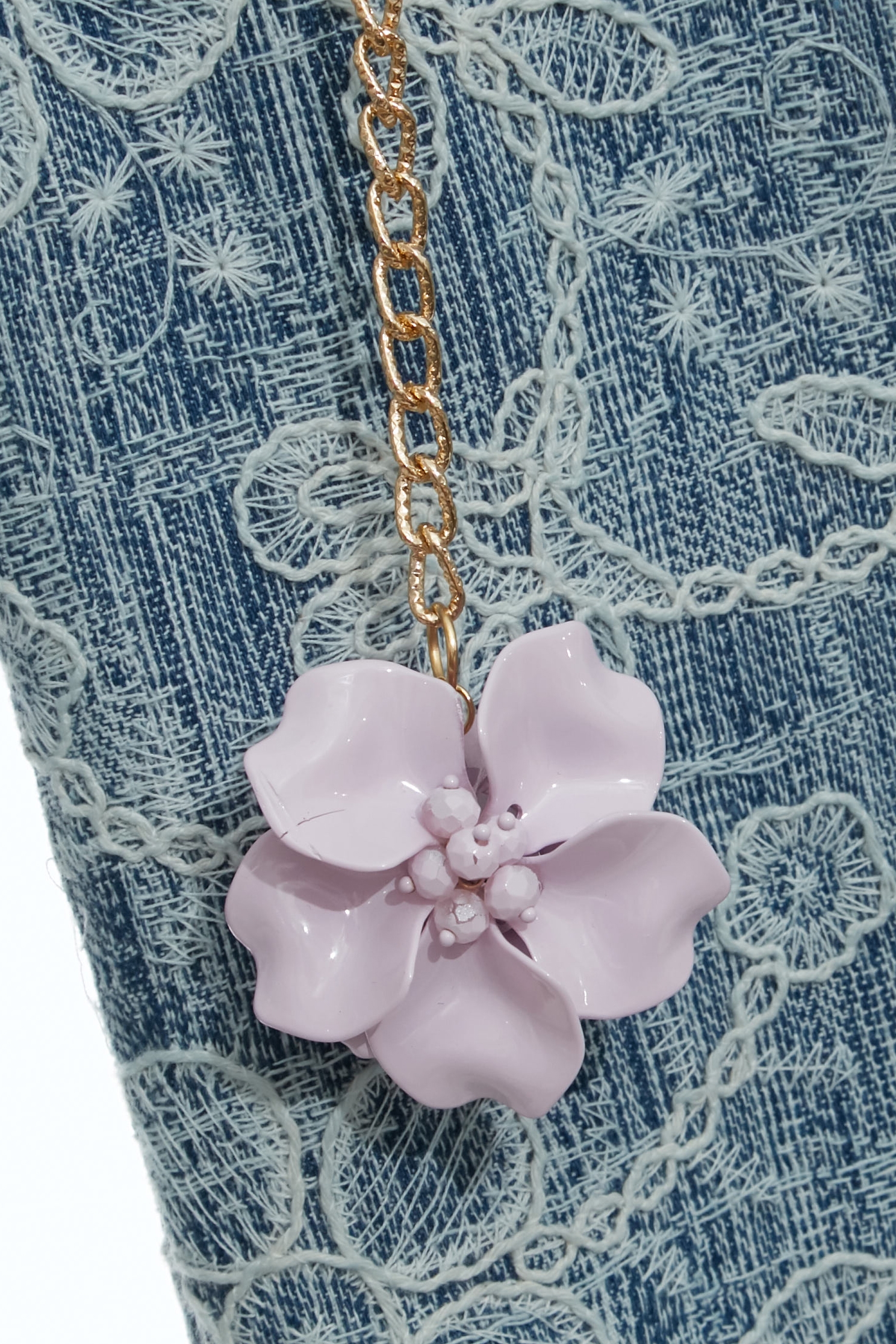 Floral Lace Detail Boot Leg JeansFloral Lace Detail Boot Leg Jeans,Embroidered,Bell-bottoms,Season (SS) Look,Denim,Jeans,Denim pants,Lace,Bell-bottoms