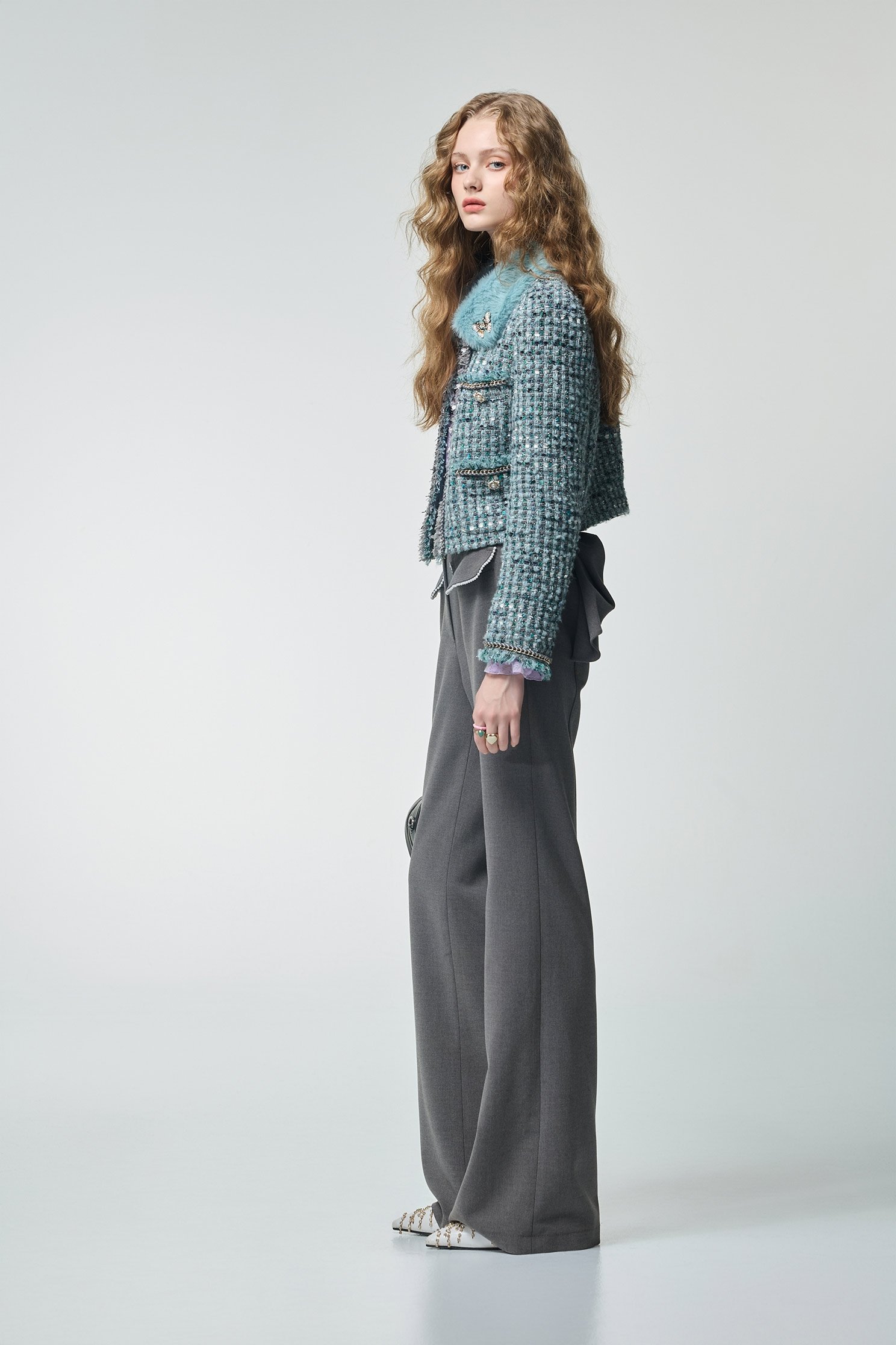 Pocket Flap Detail Boot Leg PantsPocket Flap Detail Boot Leg Pants,Bell-bottoms,pearl,Season (AW) Look,blossoms,bows,Bell-bottoms