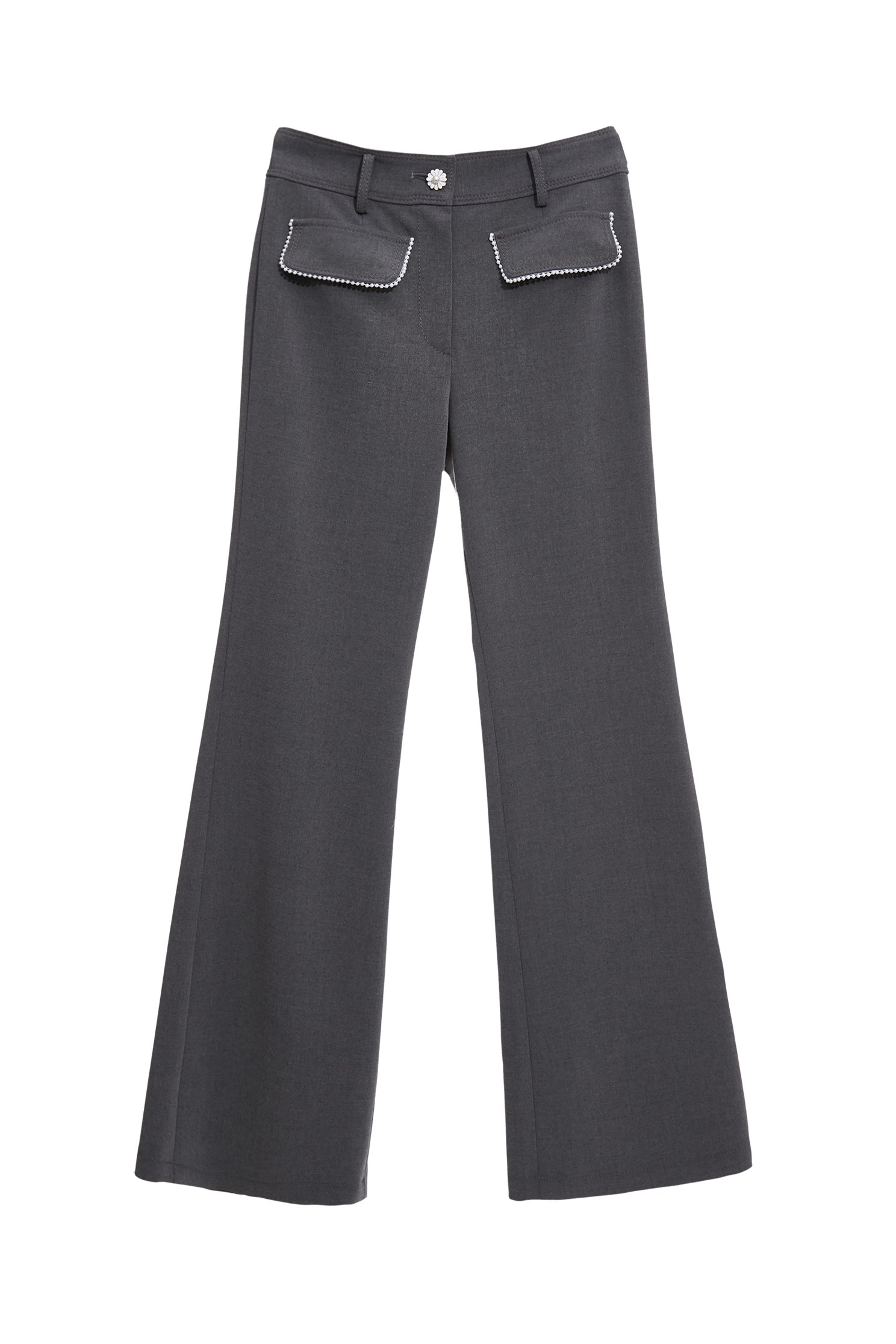 Pocket Flap Detail Boot Leg PantsPocket Flap Detail Boot Leg Pants,Bell-bottoms,pearl,Season (AW) Look,blossoms,bows,Bell-bottoms