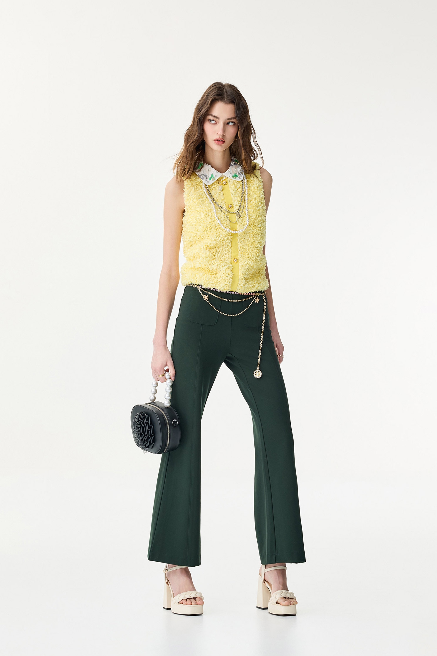 Moss Green Boot Leg PantsMoss Green Boot Leg Pants,Bell-bottoms,Season (SS) Look,Bell-bottoms