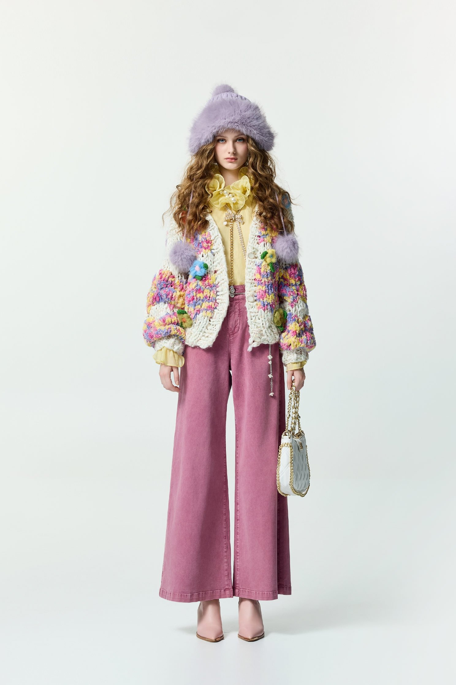 Pink Wide Leg JeansPink Wide Leg Jeans,Culottes,Denim,Jeans,Season (AW) Look,Cotton,pants