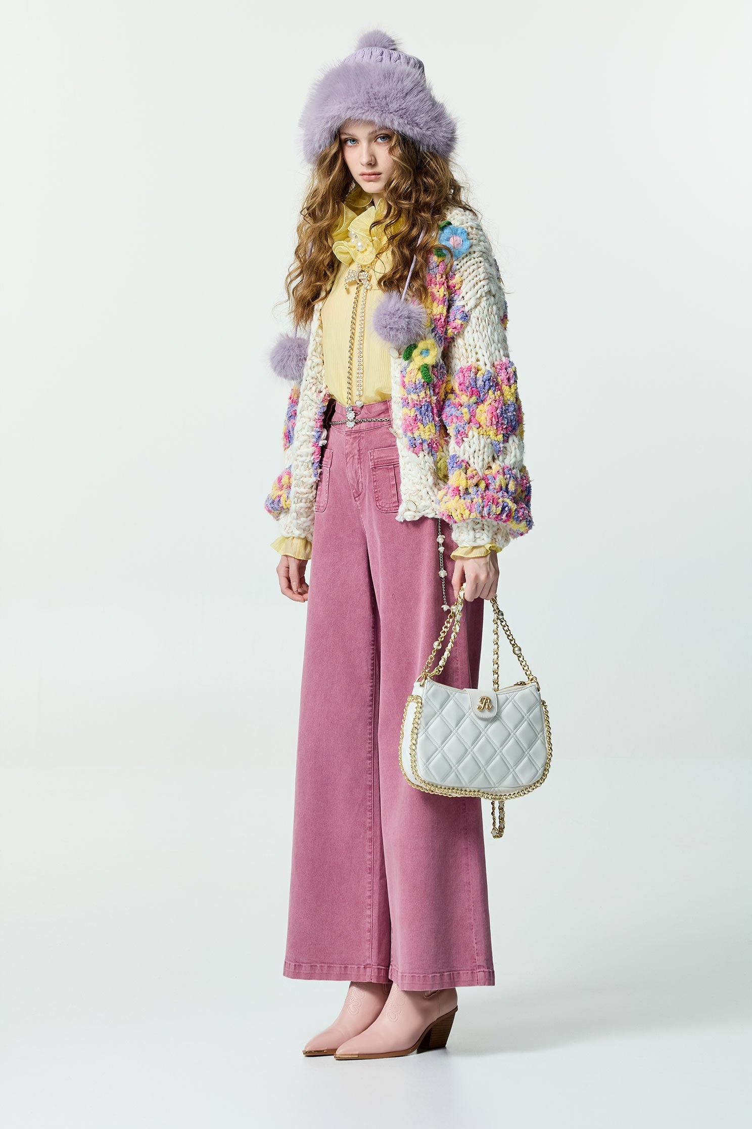 Pink Wide Leg JeansPink Wide Leg Jeans,Culottes,Denim,Jeans,Season (AW) Look,Cotton,pants
