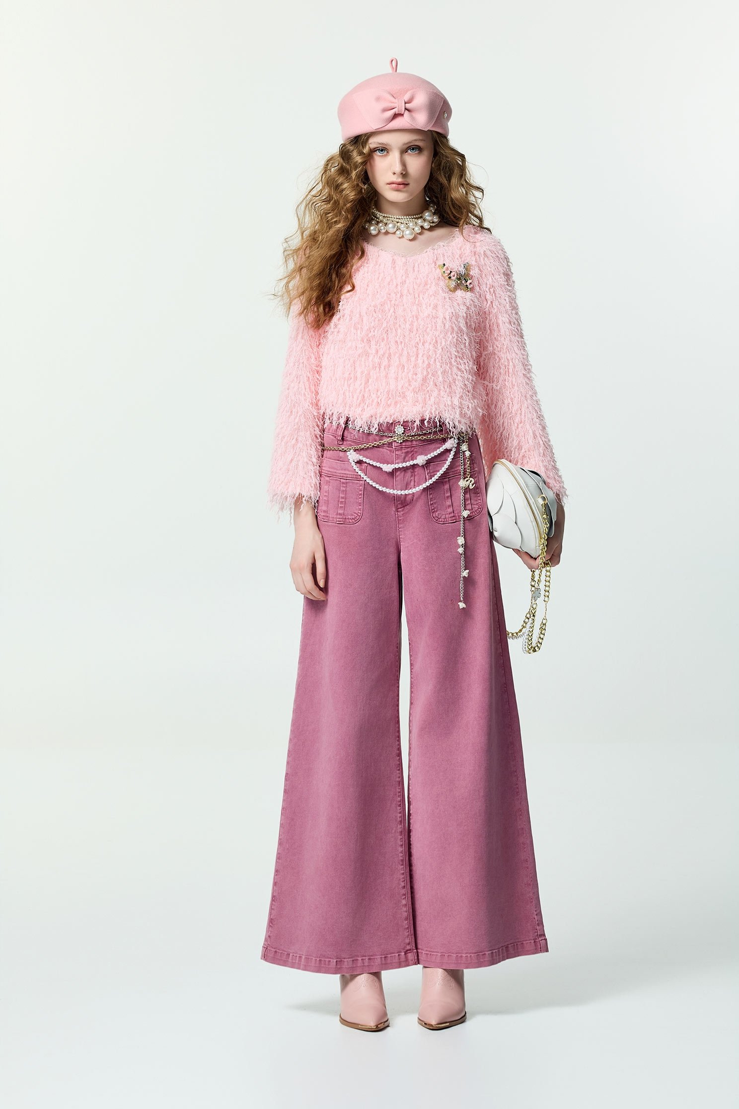Pink Wide Leg JeansPink Wide Leg Jeans,Culottes,Denim,Jeans,Season (AW) Look,Cotton,pants