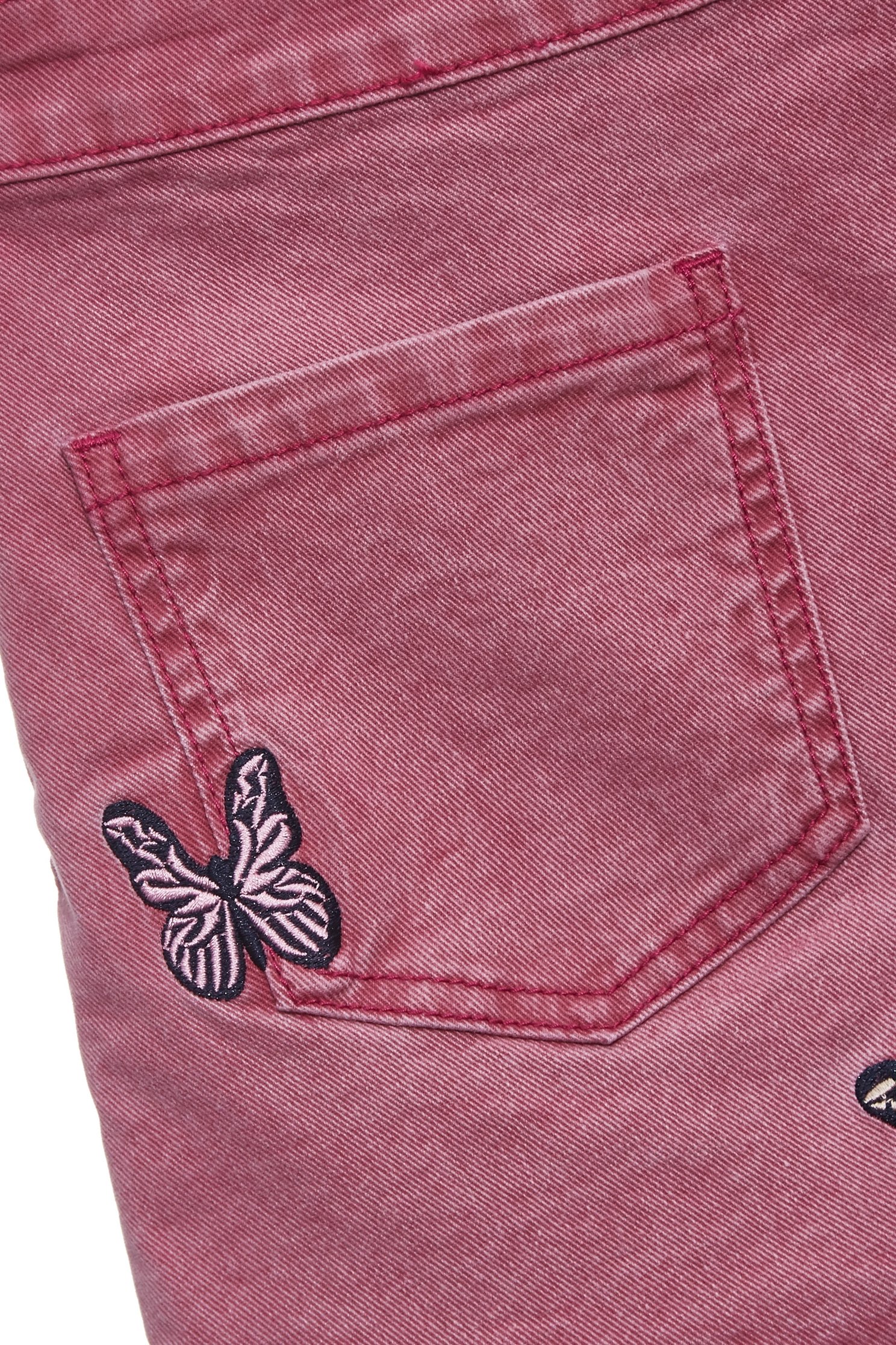 Pink Denim Butterfly Motif SkortsPink Denim Butterfly Motif Skorts,Embroidered,Denim,Denim skirts,Jeans,pearl,Season (AW) Look,Cotton,pants