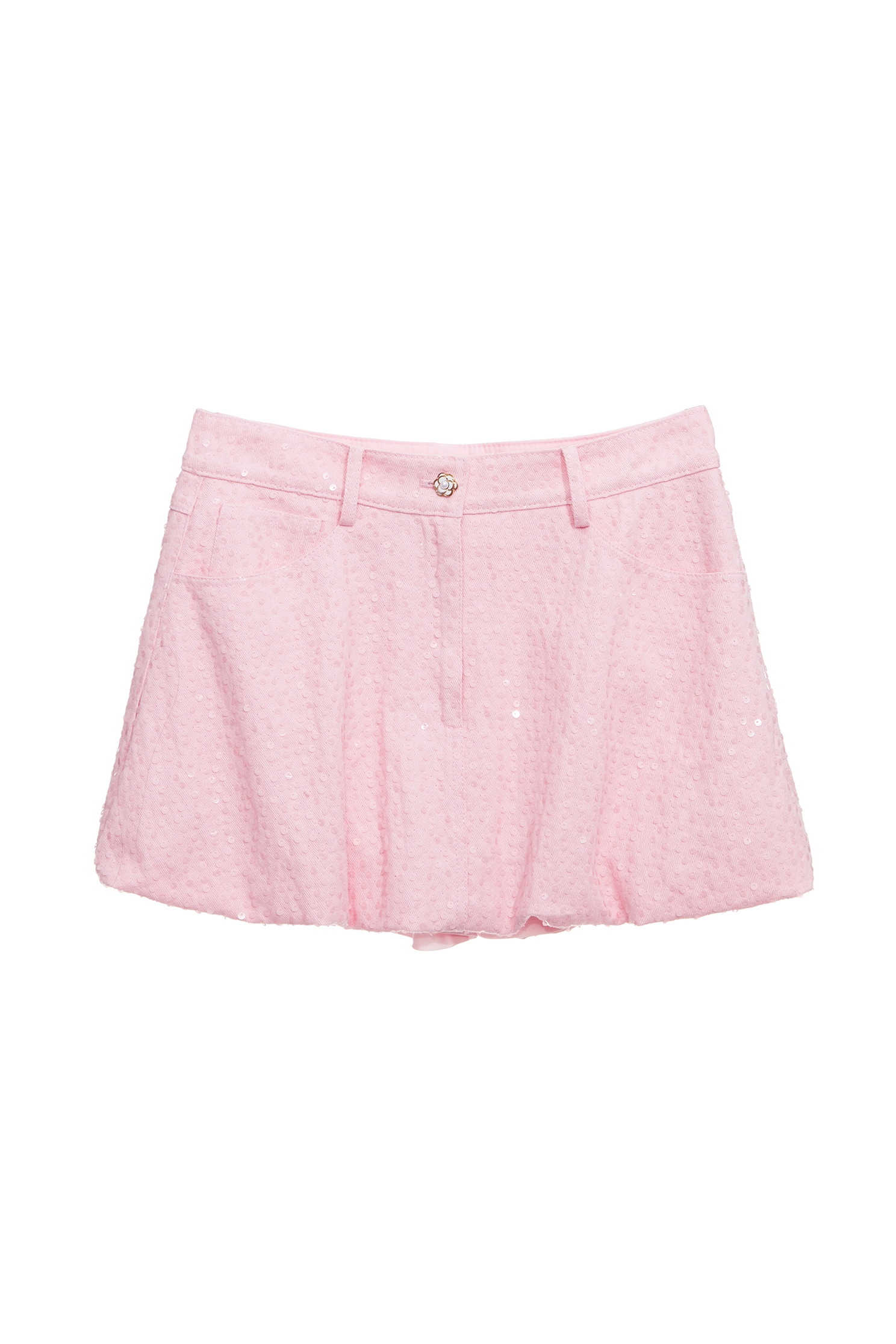 Pink Sequin Demin Bubble ShortsPink Sequin Demin Bubble Shorts,Season (SS) Look,Denim,Mini skirts,Shorts