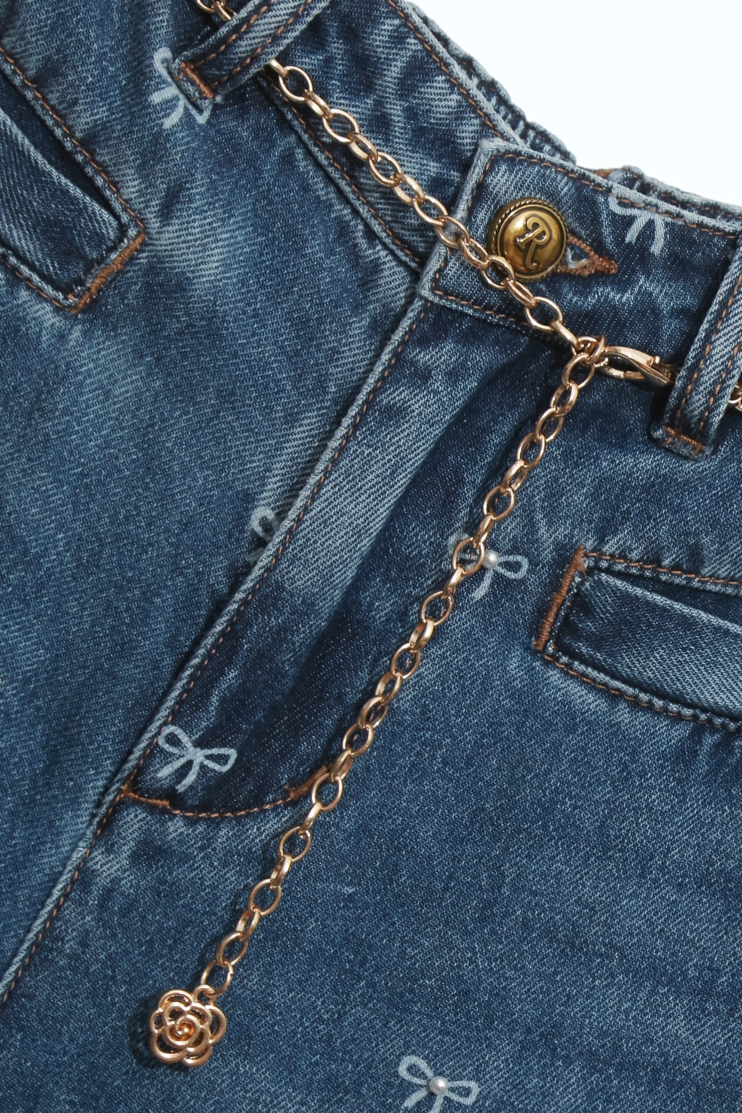 Bow Graphic Wide Leg JeansBow Graphic Wide Leg Jeans,Culottes,Season (SS) Look,Denim,Jeans,pearl,bows,Wide-leg jeans