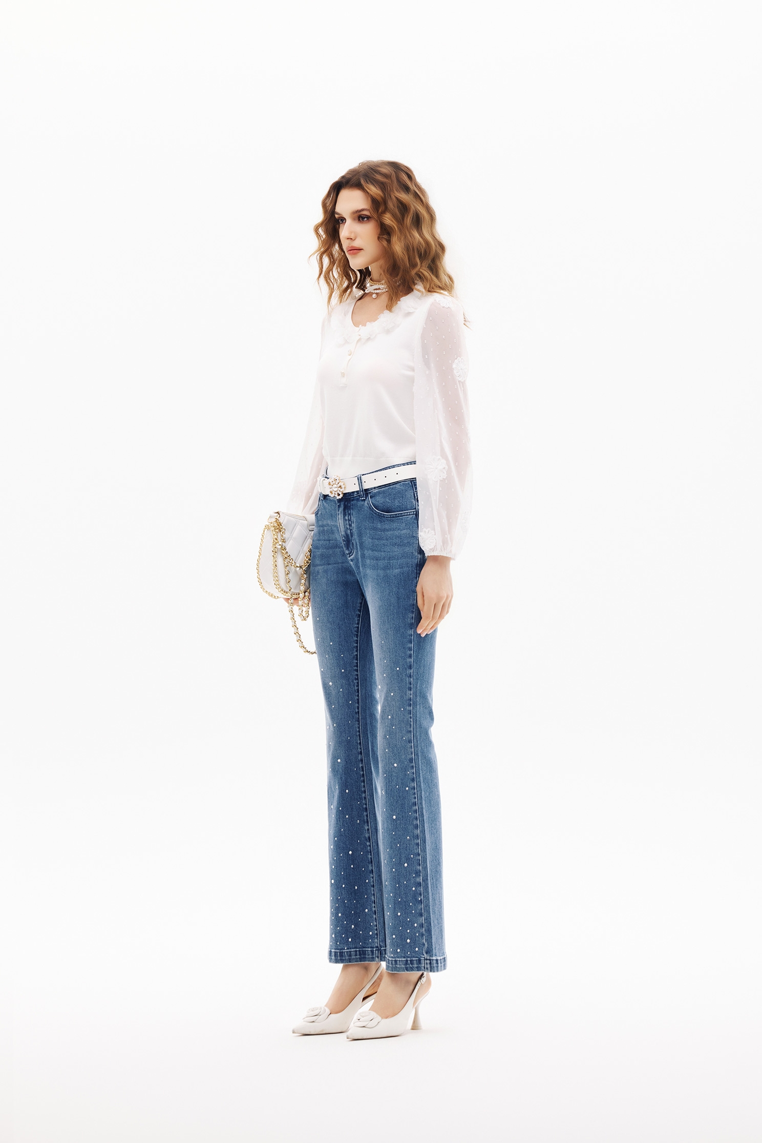 Sequin Detail Boot Leg JeansSequin Detail Boot Leg Jeans,Season (SS) Look,Denim,Jeans,pants