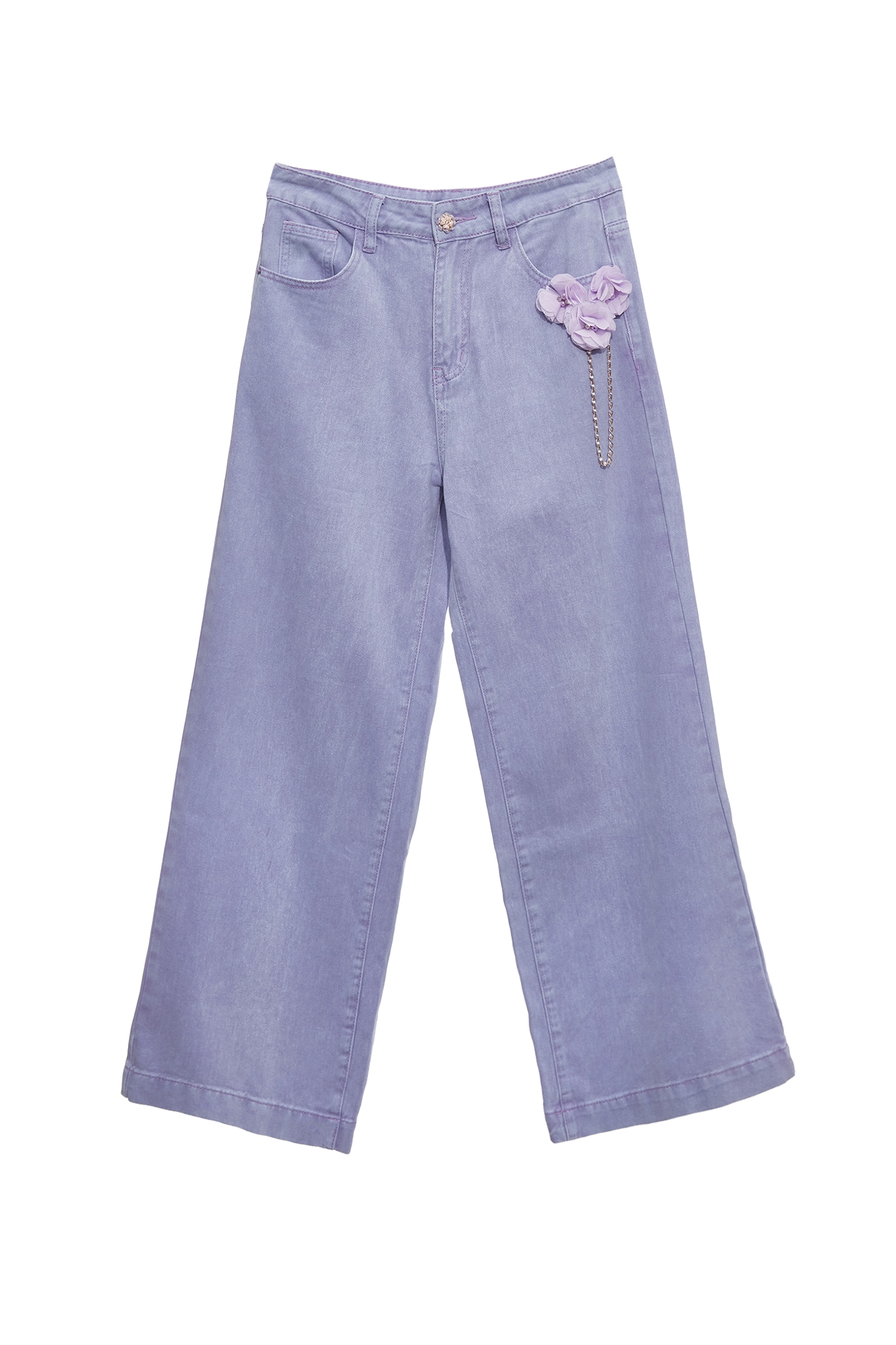 Floral Detail Wide Leg Purple JeansFloral Detail Wide Leg Purple Jeans,Season (SS) Look,Denim,Jeans,pants