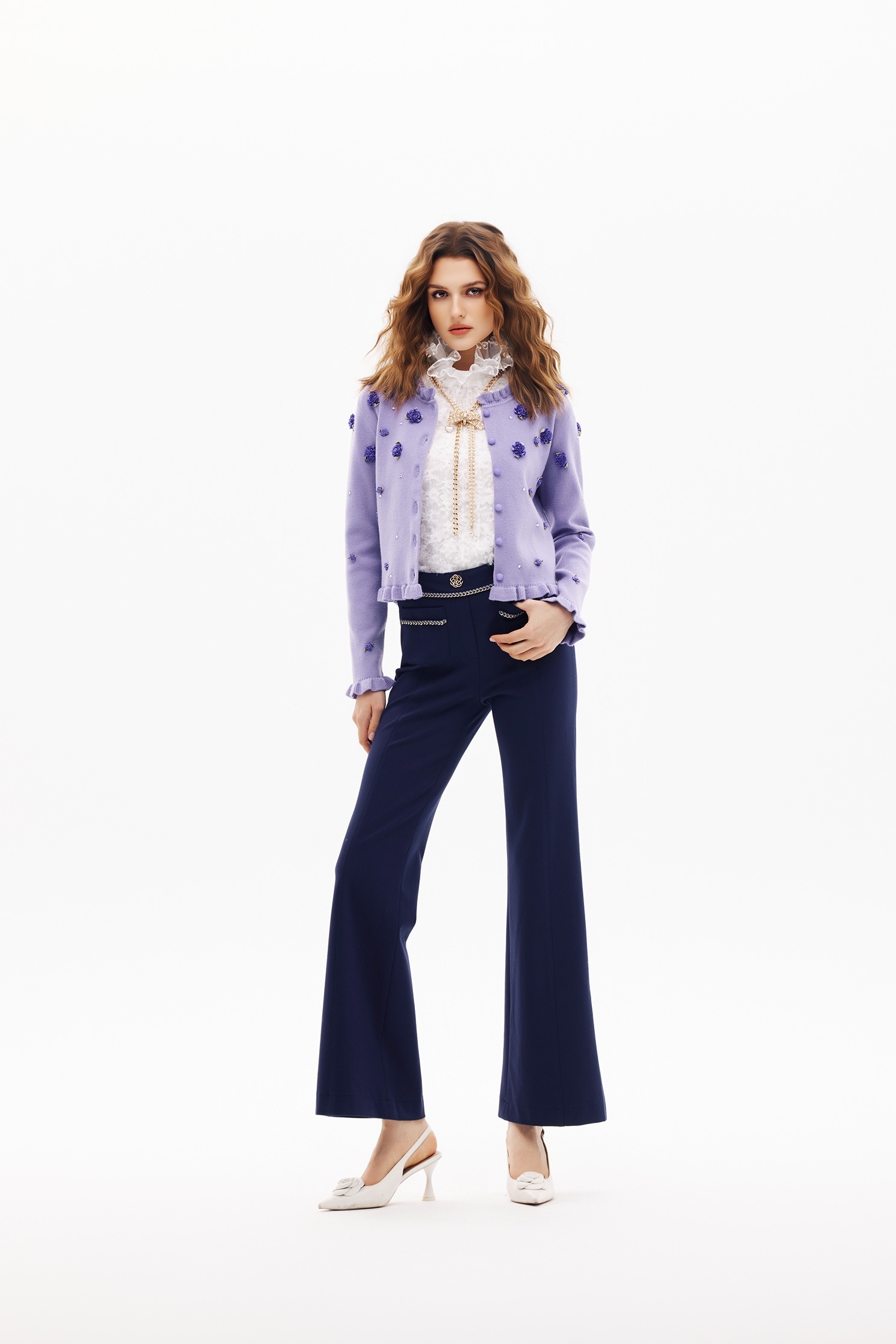 Braided Chain Detail Boot Leg PantsBraided Chain Detail Boot Leg Pants,Bell-bottoms,Season (SS) Look,pants