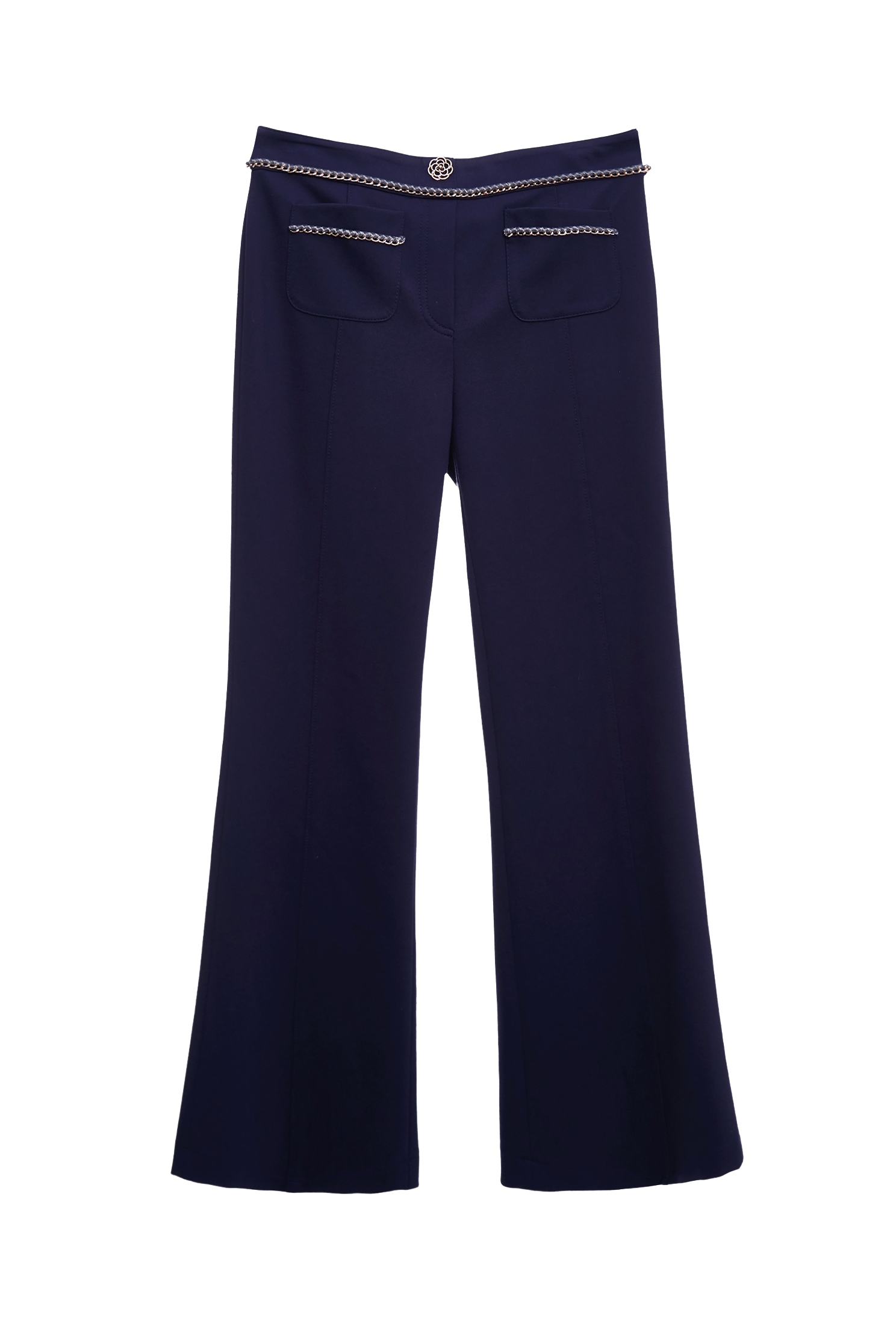 Braided Chain Detail Boot Leg PantsBraided Chain Detail Boot Leg Pants,Bell-bottoms,Season (SS) Look,pants