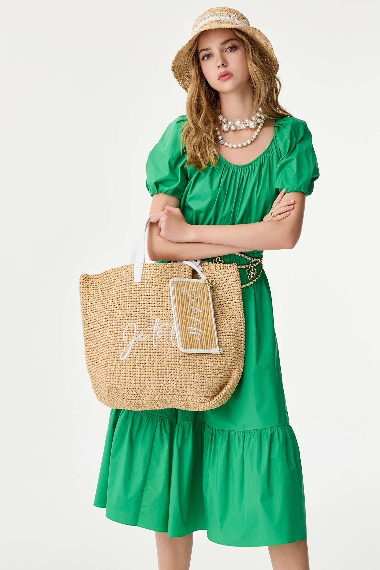 Bow Detail Puff Sleeve DressBow Detail Puff Sleeve Dress,Dresses,Season (SS) Look,Cotton,bows