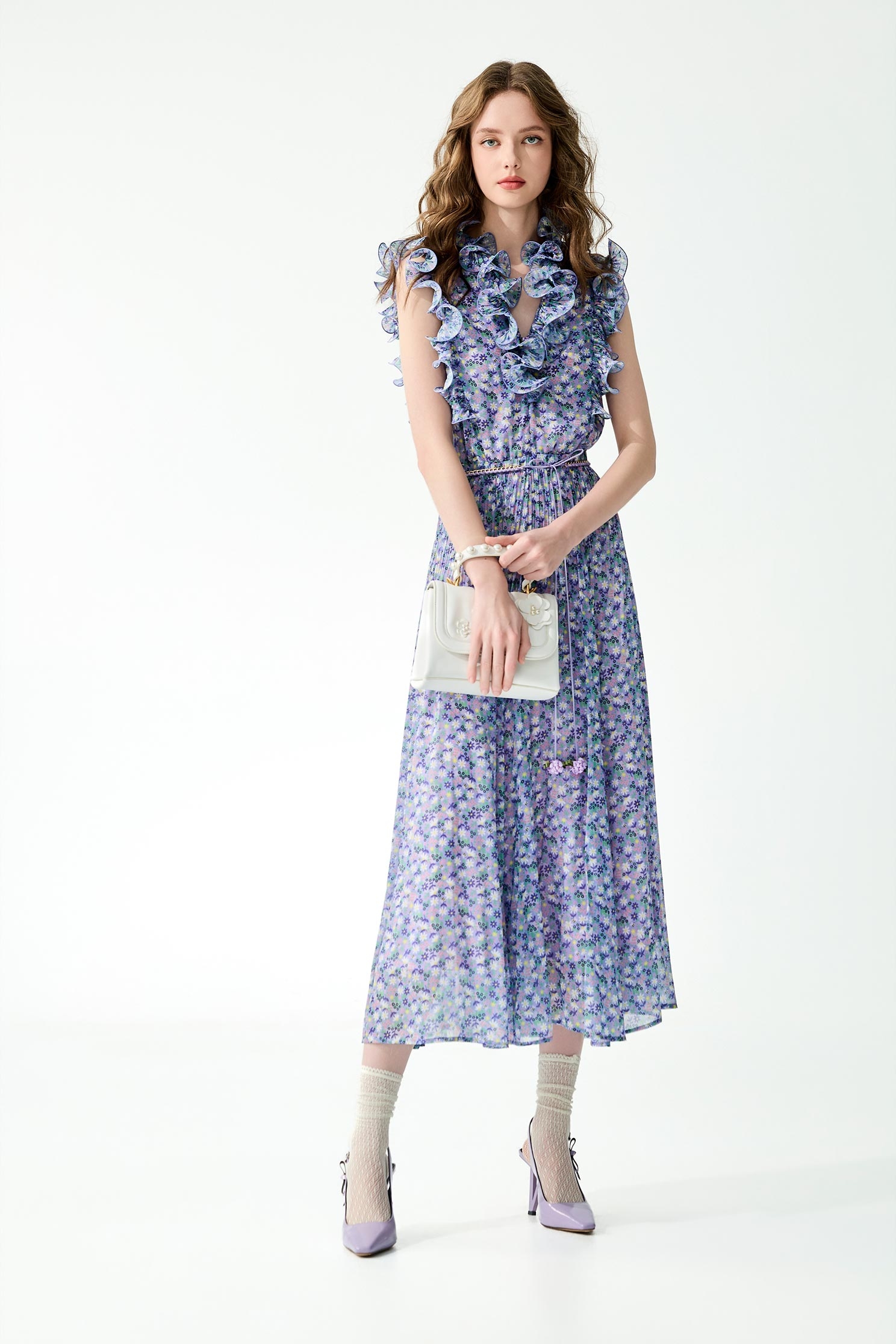 Floral Print Ruffle Detail Maxi DressFloral Print Ruffle Detail Maxi Dress,Dresses,Chiffon dresses,Season (SS) Look,Chiffon,Chiffon dresses