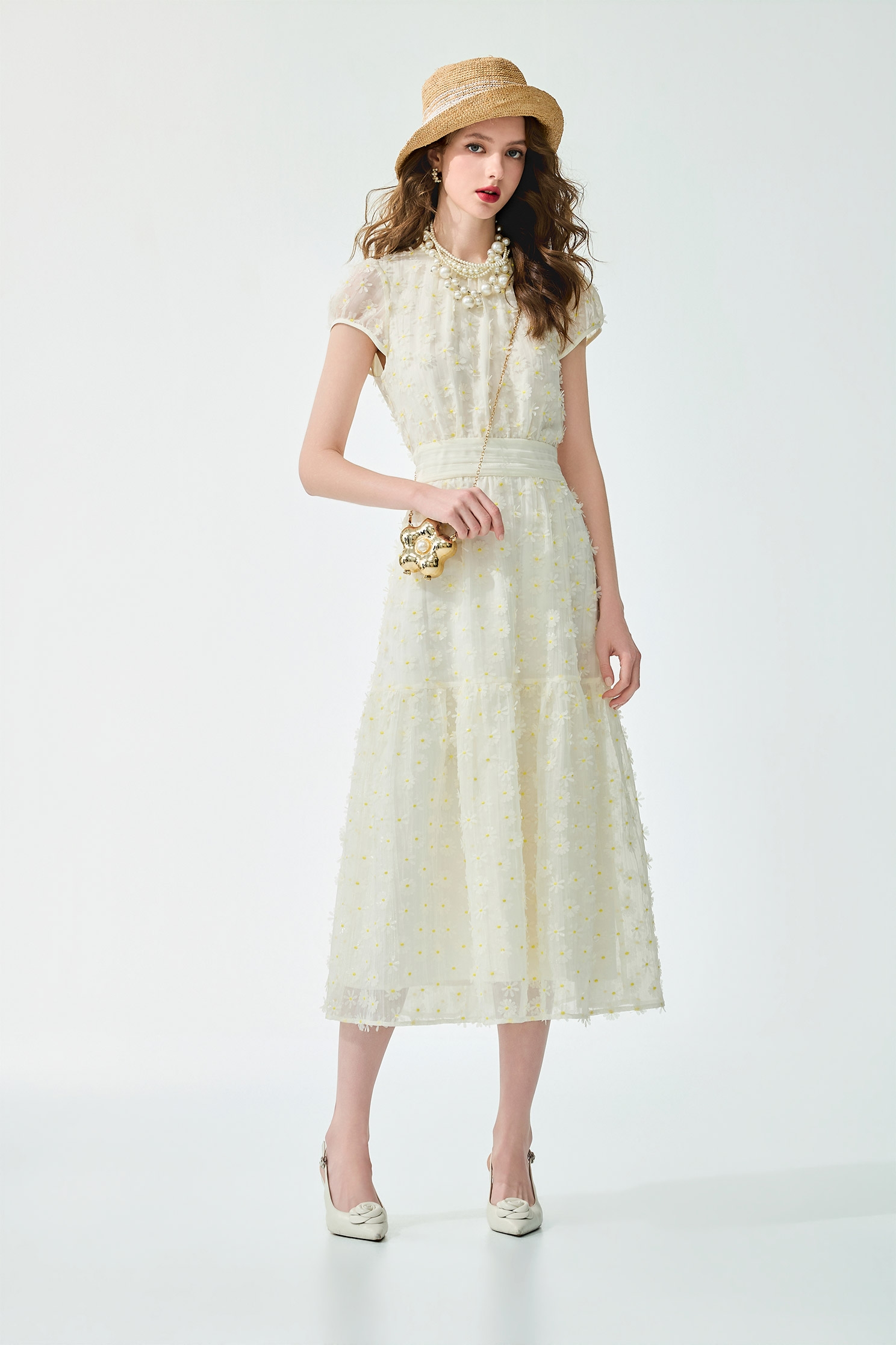 Floral Lace Short Sleeve DressFloral Lace Short Sleeve Dress,Dresses,Embroidered,Season (SS) Look