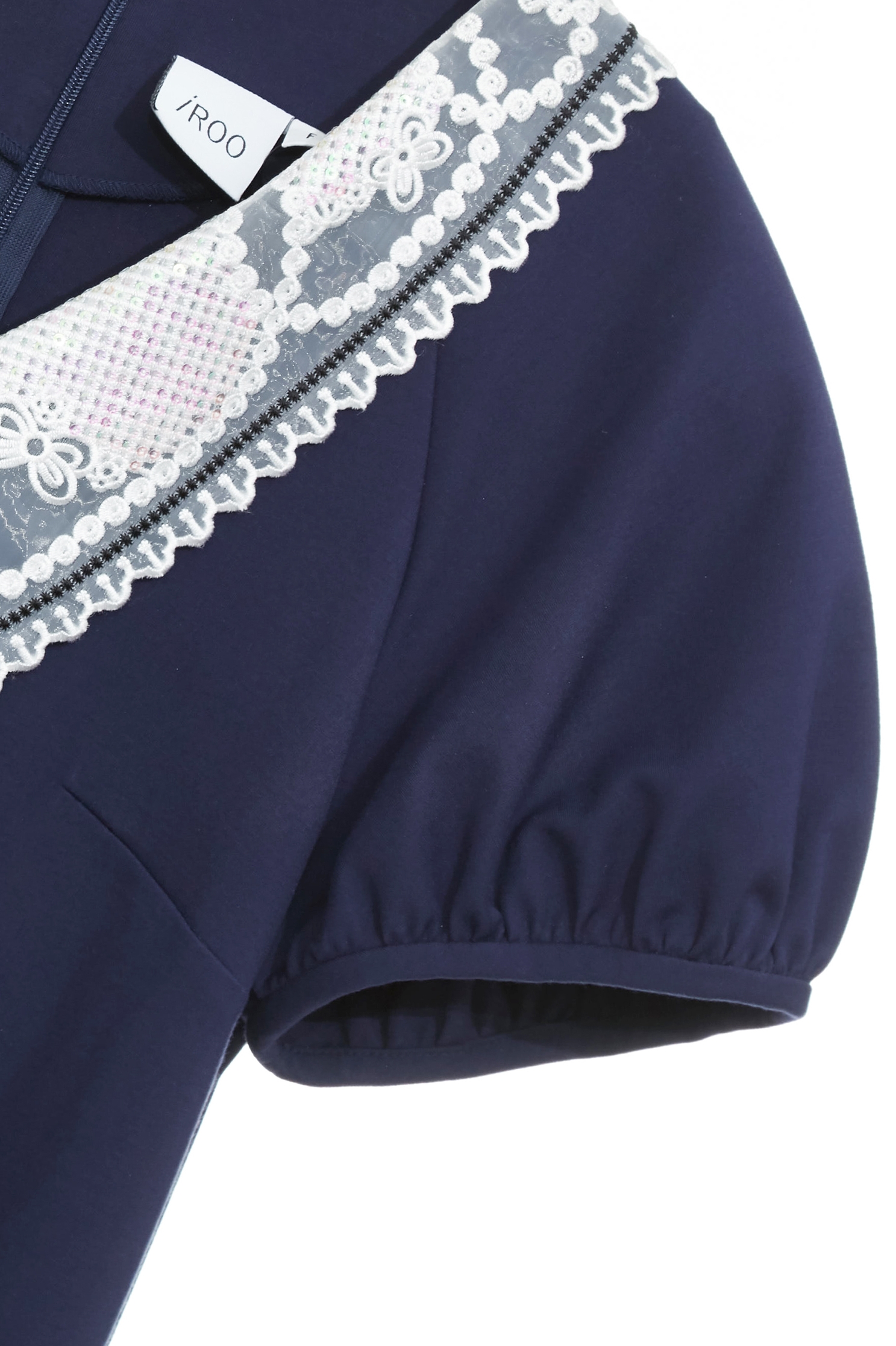 Embroidery Organza Collar Detail Navy Short DressEmbroidery Organza Collar Detail Navy Short Dress,V-neck dresses,Dresses,Embroidered,Season (SS) Look,City Feminine,Knitted