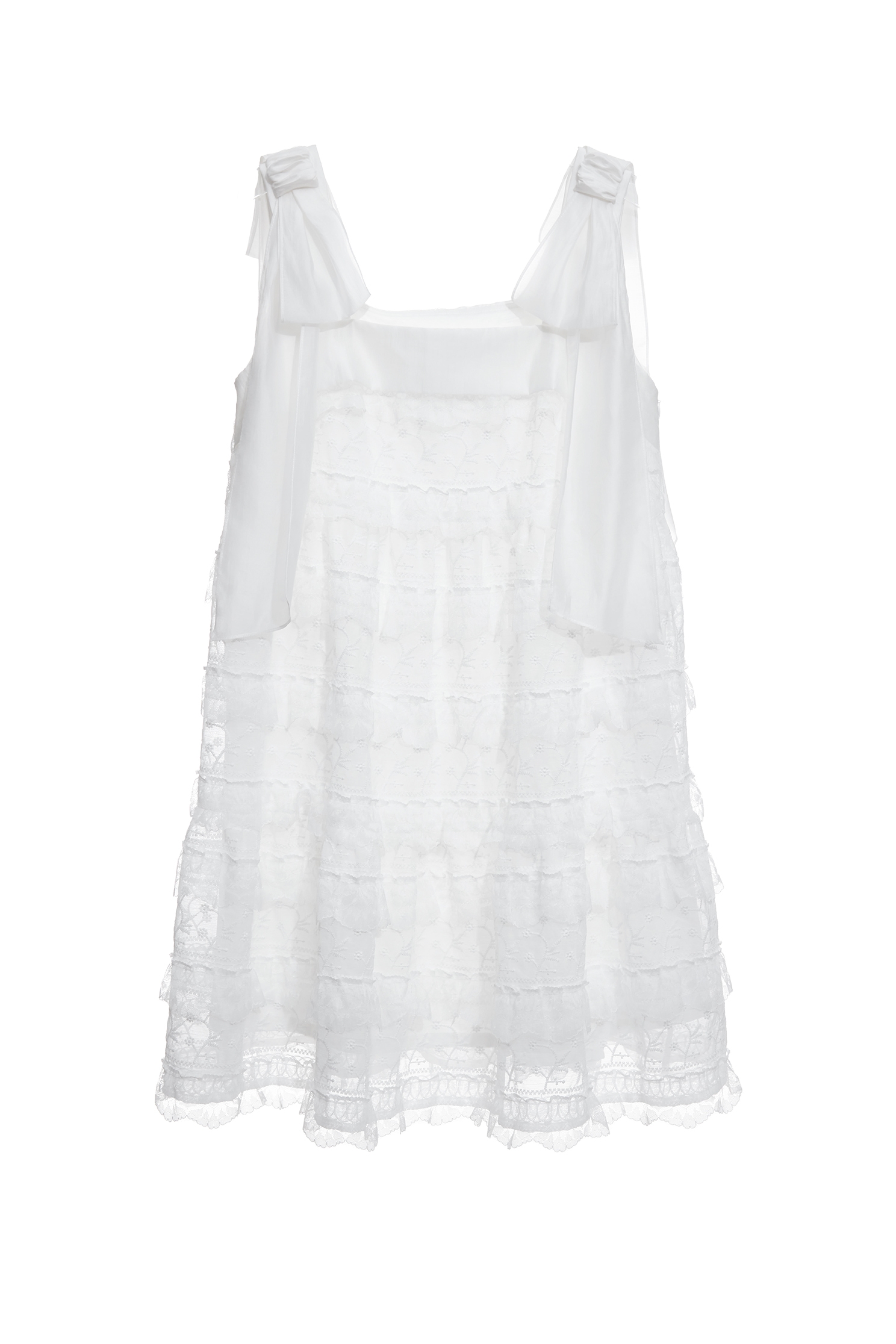 Bow Strap Detail Lace Dress,Dresses,Embroidered,Lace dresses,Season (SS) Look,White dresses,Lace,Lace dresses,bows