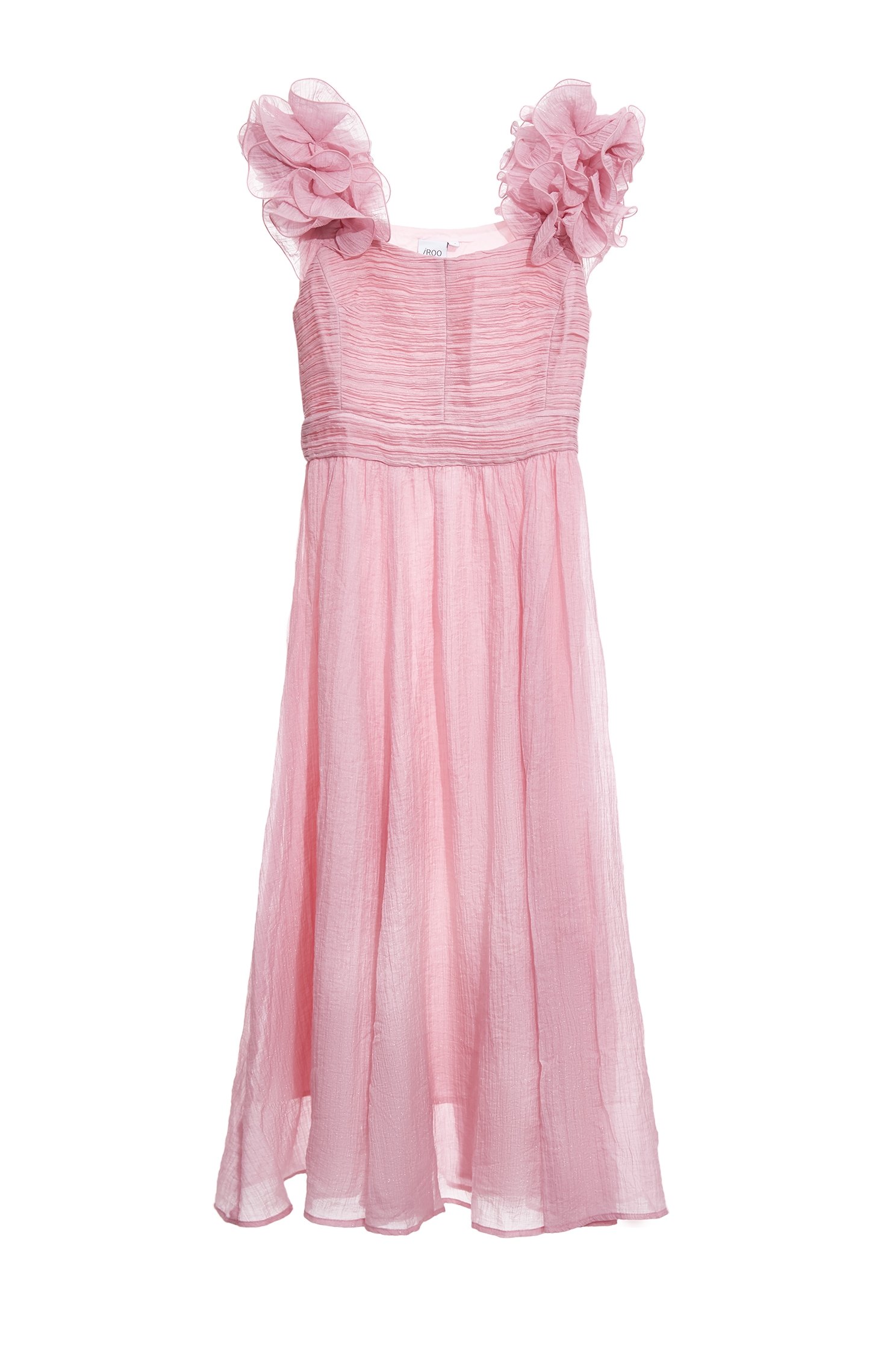 Ruffle Strap Pink Chiffon Dress,Dresses,bestselling,Chiffon dresses,Season (SS) Look,Chiffon,Chiffon dresses