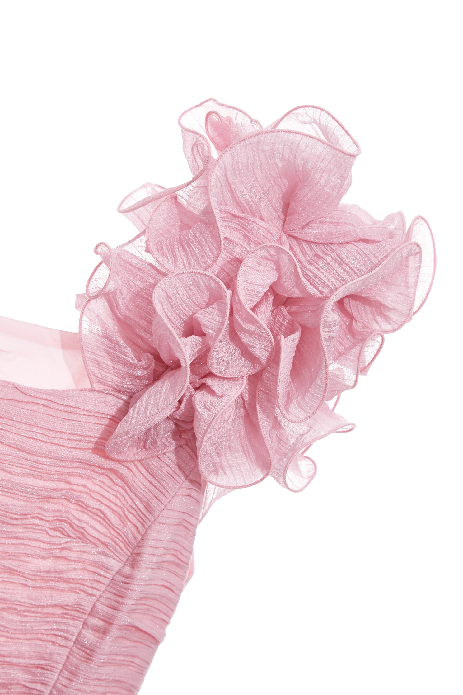 Ruffle Strap Pink Chiffon Dress,Dresses,bestselling,Chiffon dresses,Season (SS) Look,Chiffon,Chiffon dresses
