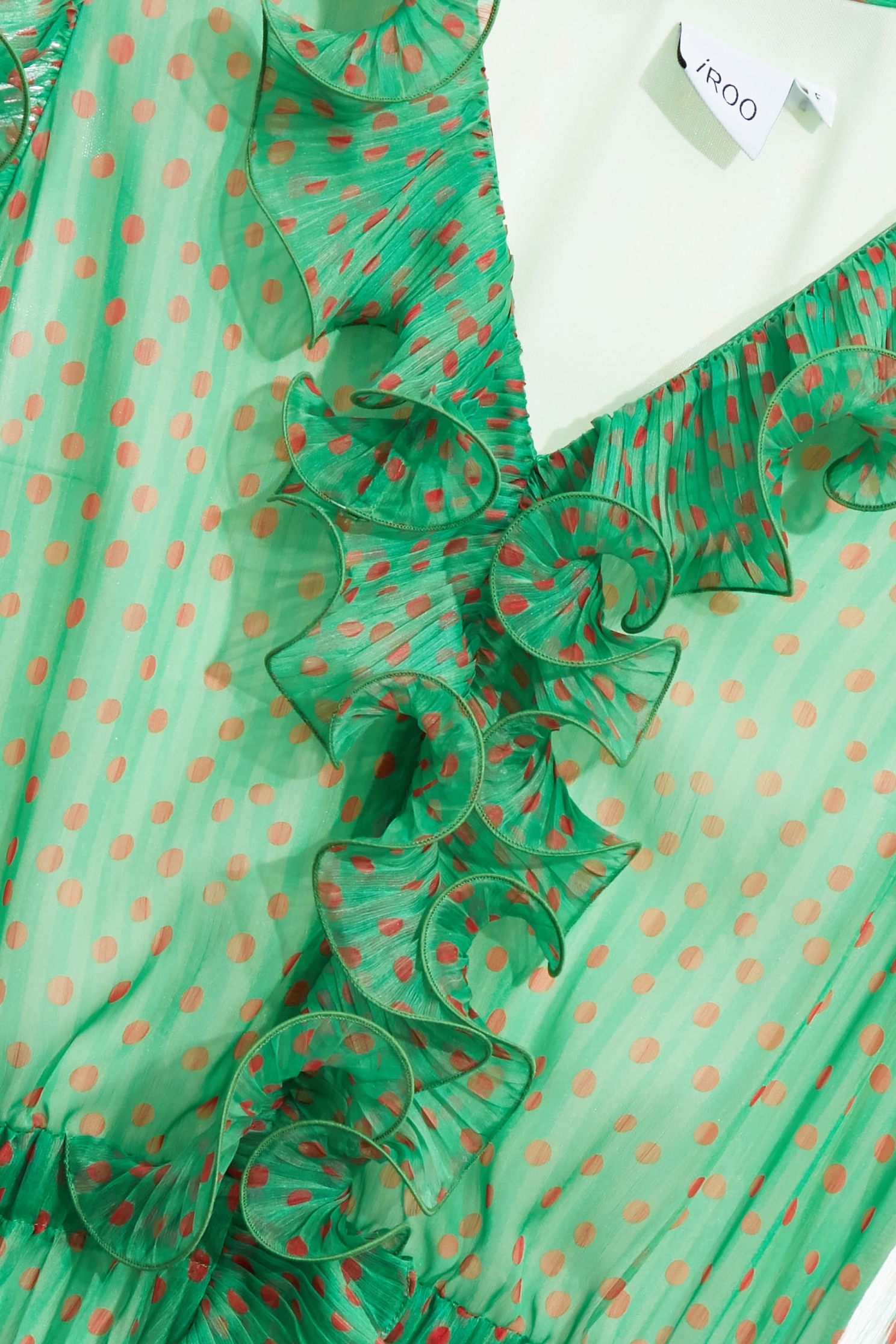 Polka Dot Print Ruffle Detail Chiffon DressPolka Dot Print Ruffle Detail Chiffon Dress,Dresses,Chiffon dresses,Season (SS) Look,City Feminine,Chiffon,Chiffon dresses