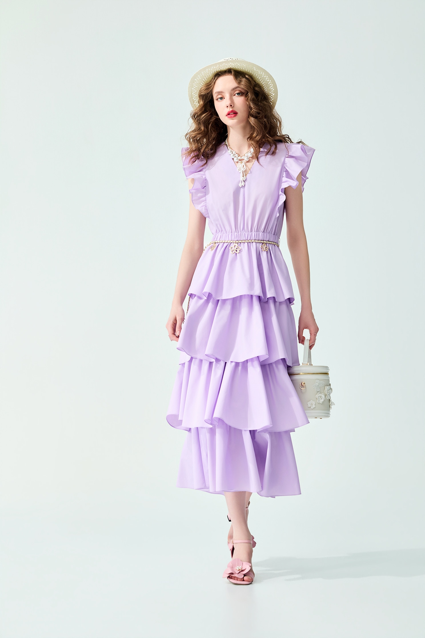 Ruffle Detail Layered Skirt Maxi Dress,Dresses,Season (SS) Look