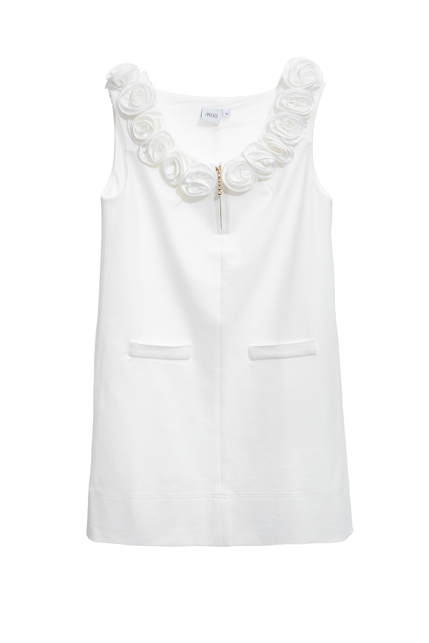 3-D Floral Detail Sleeveless Dress,Dresses,Season (SS) Look,White dresses