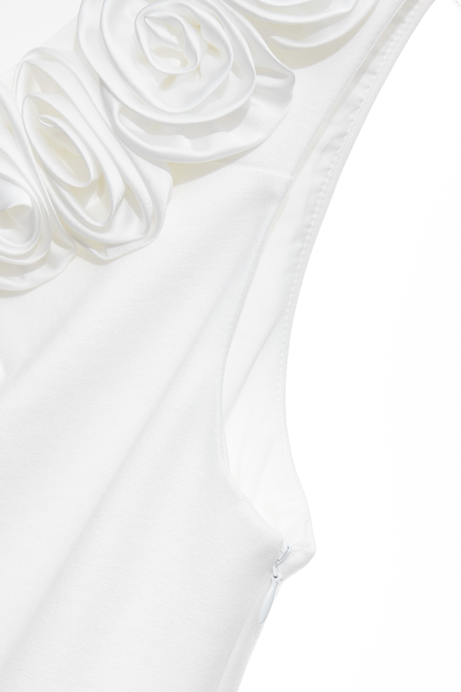 3-D Floral Detail Sleeveless Dress,Dresses,Season (SS) Look,White dresses