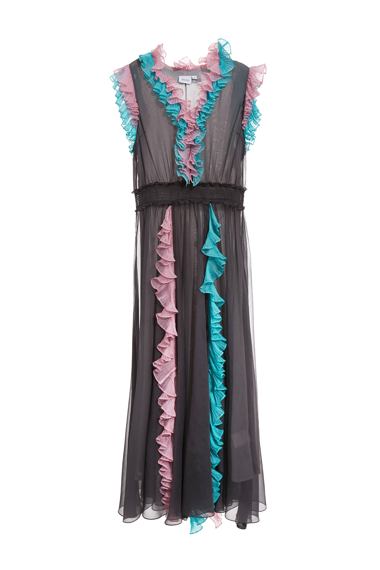 Contrast Colour Ruffle Trim Detail Chiffon DressContrast Colour Ruffle Trim Detail Chiffon Dress,Dresses,Chiffon dresses,Season (AW) Look,Chiffon,Chiffon dresses