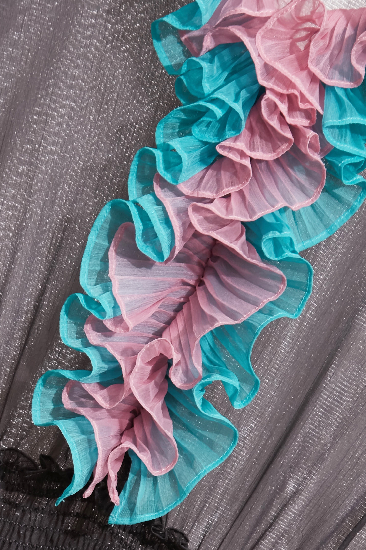 Contrast Colour Ruffle Trim Detail Chiffon DressContrast Colour Ruffle Trim Detail Chiffon Dress,Dresses,Chiffon dresses,Season (AW) Look,Chiffon,Chiffon dresses