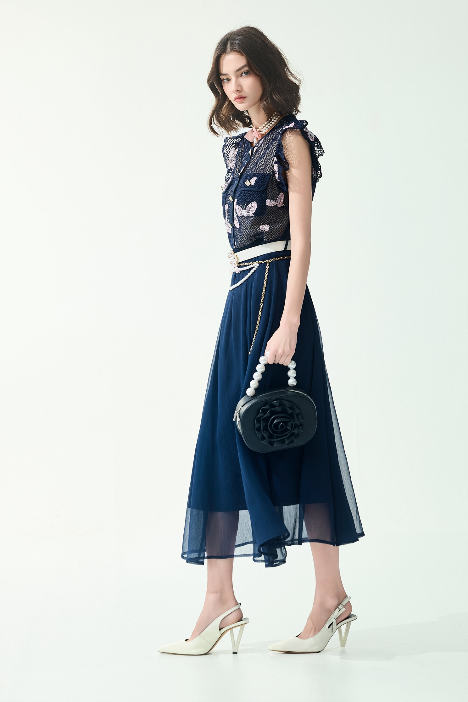 Butterfly Embroidery Maxi DressButterfly Embroidery Maxi Dress,Dresses,Embroidered,Season (SS) Look,Plaid,Lace,Chiffon