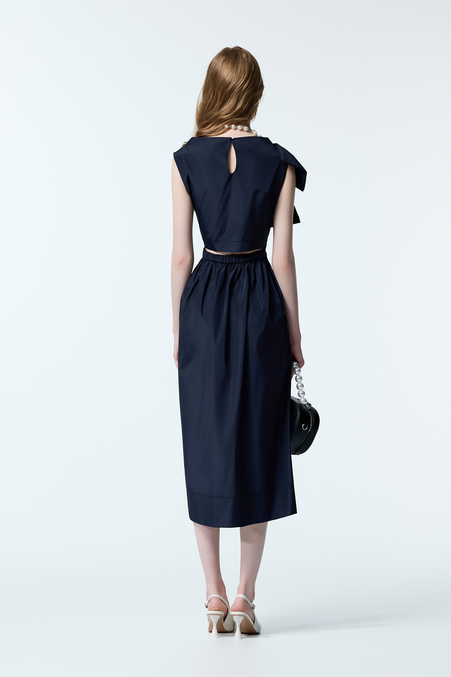 Bow Detail Navy Taffeta DressBow Detail Navy Taffeta Dress,Dresses,cocktaildresses,Evening dresses,Season (AW) Look,bows