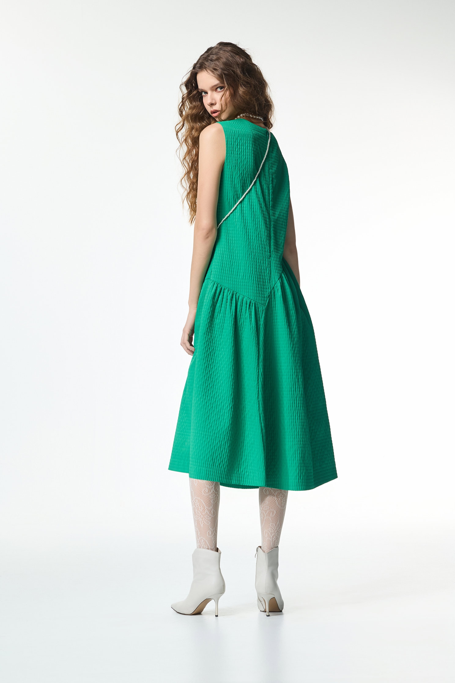 Jade Green Waffle Asymmetric DressJade Green Waffle Asymmetric Dress,Dresses,Plaid,pearl,Season (AW) Look,Valentine