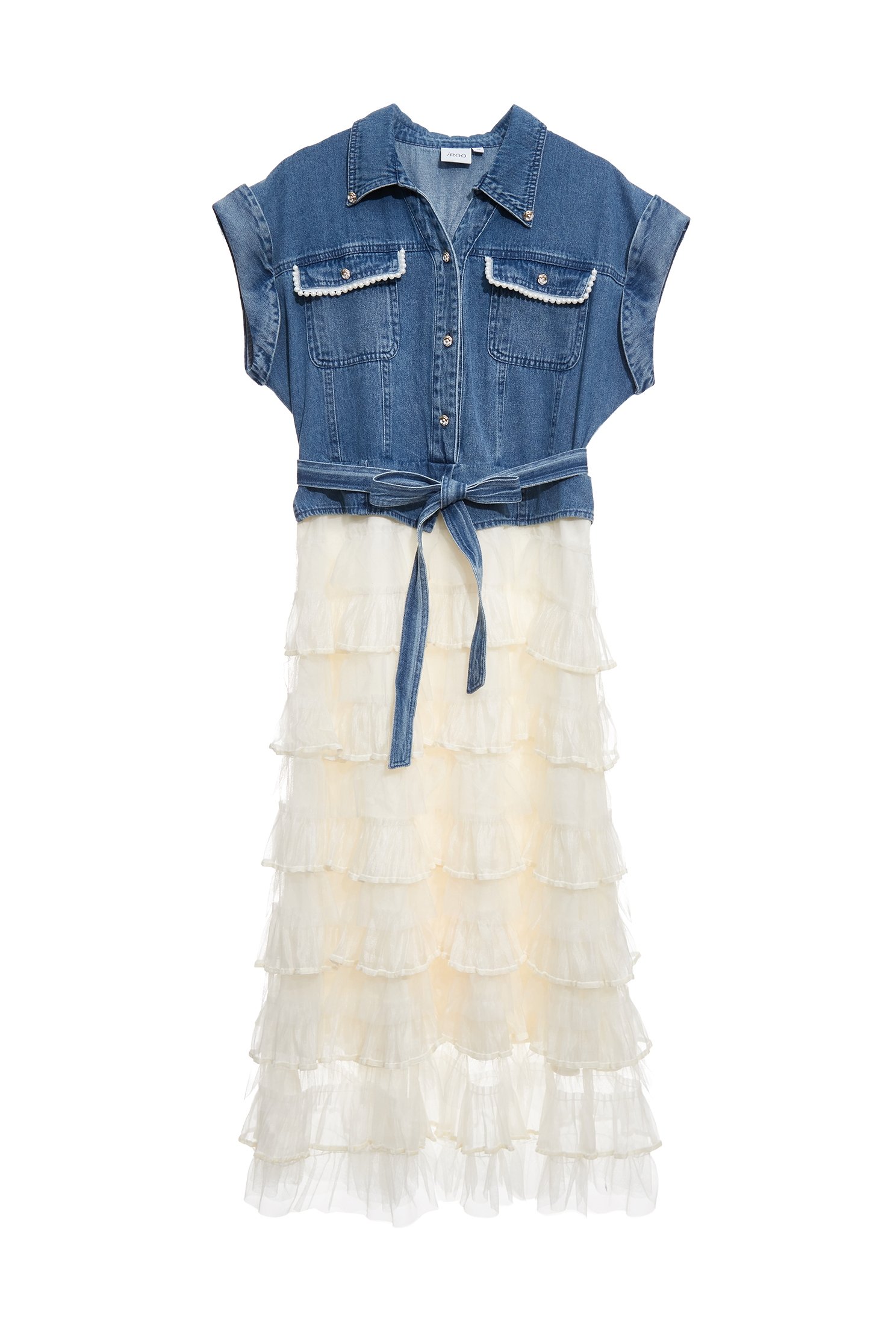 Tiered Skirt Denim DressTiered Skirt Denim Dress,Dresses,Season (SS) Look,Denim,Denim skirts