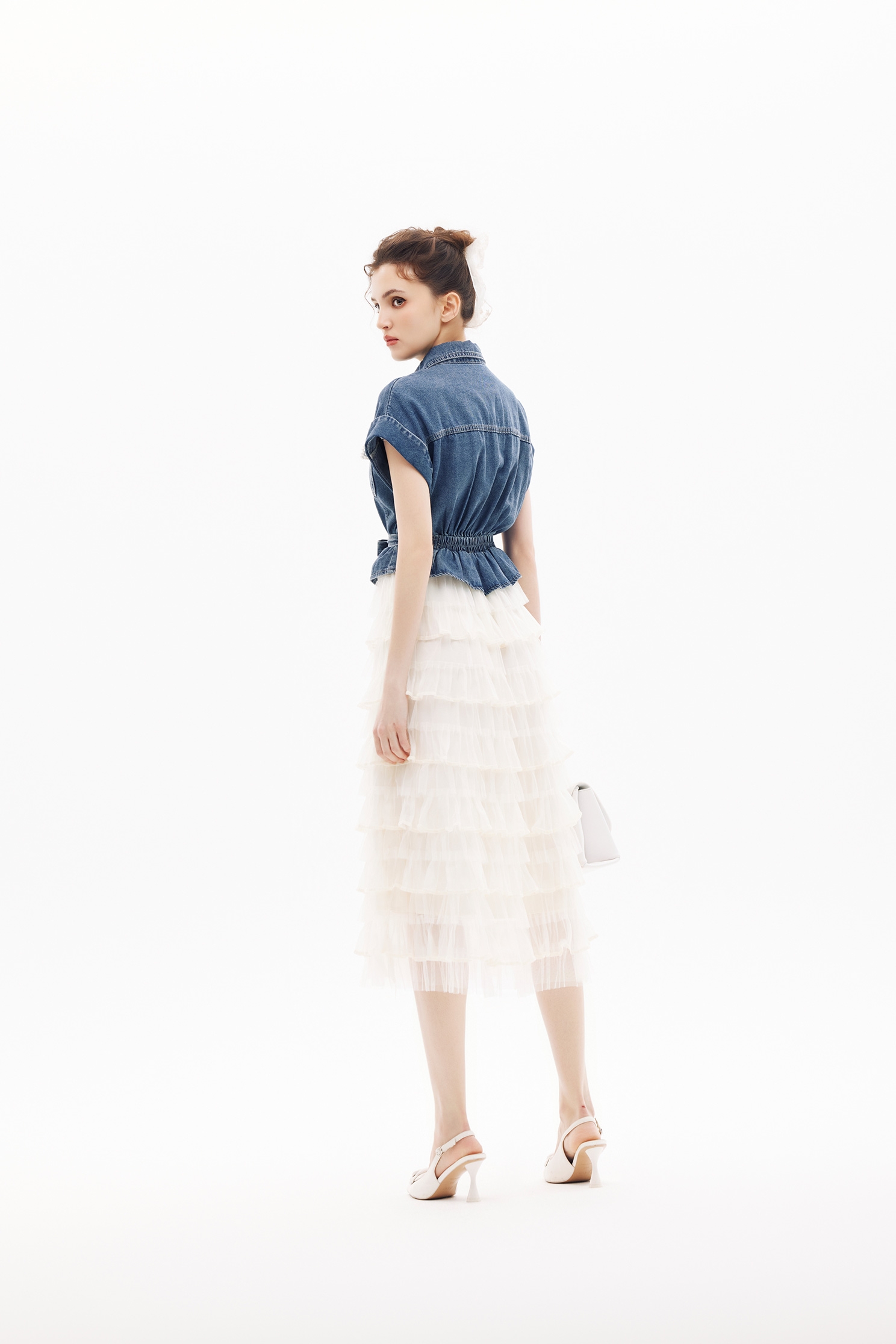 Tiered Skirt Denim DressTiered Skirt Denim Dress,Dresses,Season (SS) Look,Denim,Denim skirts
