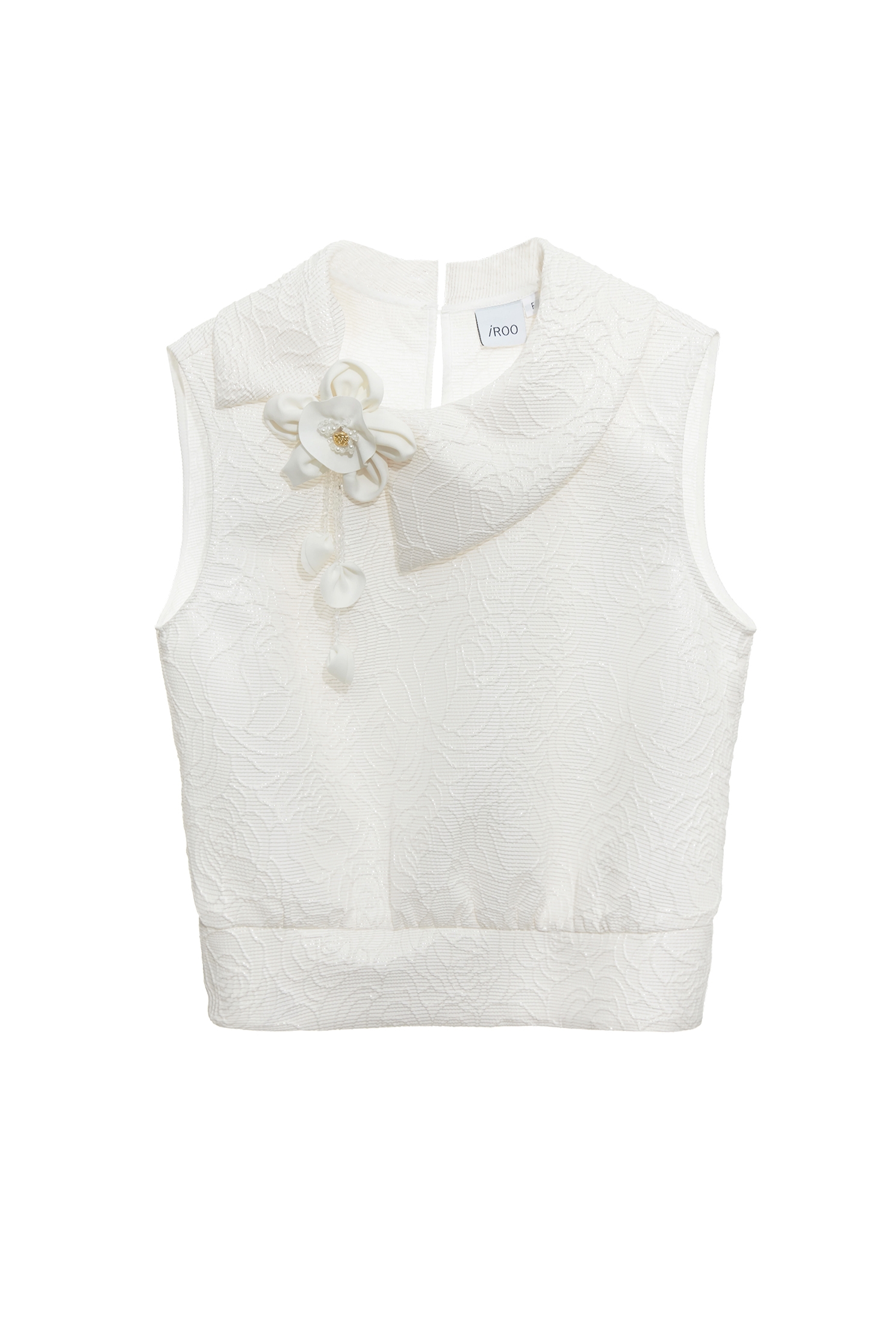 Asymmetric Collar VestAsymmetric Collar Vest,sleeveless tops,Tops,Embroidered,Season (SS) Look,White tops,sleeveless tops