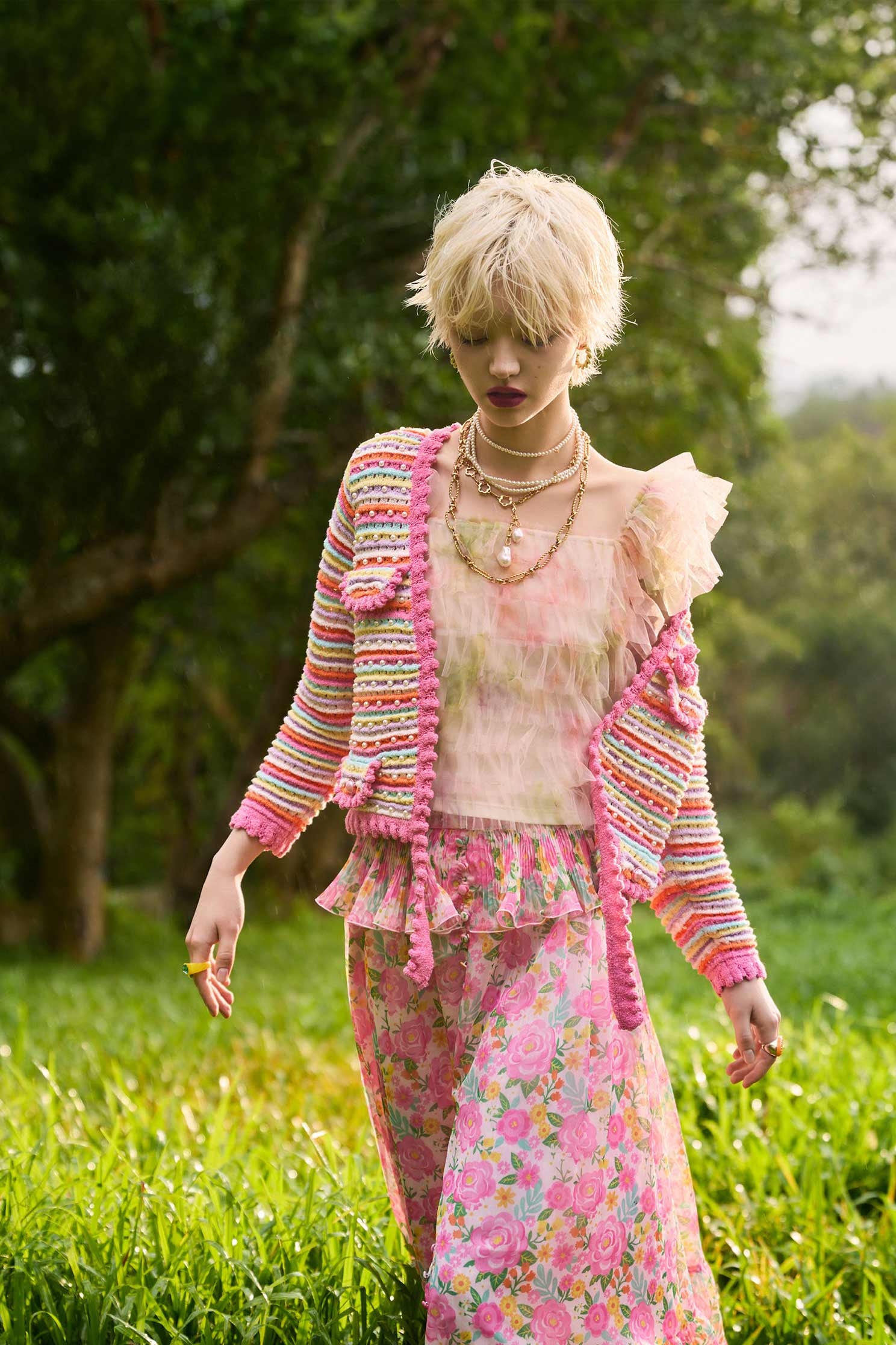 Pastel Gradient Mesh VestPastel Gradient Mesh Vest,sleeveless tops,Tops,Season (SS) Look,Mesh fabric,sleeveless tops