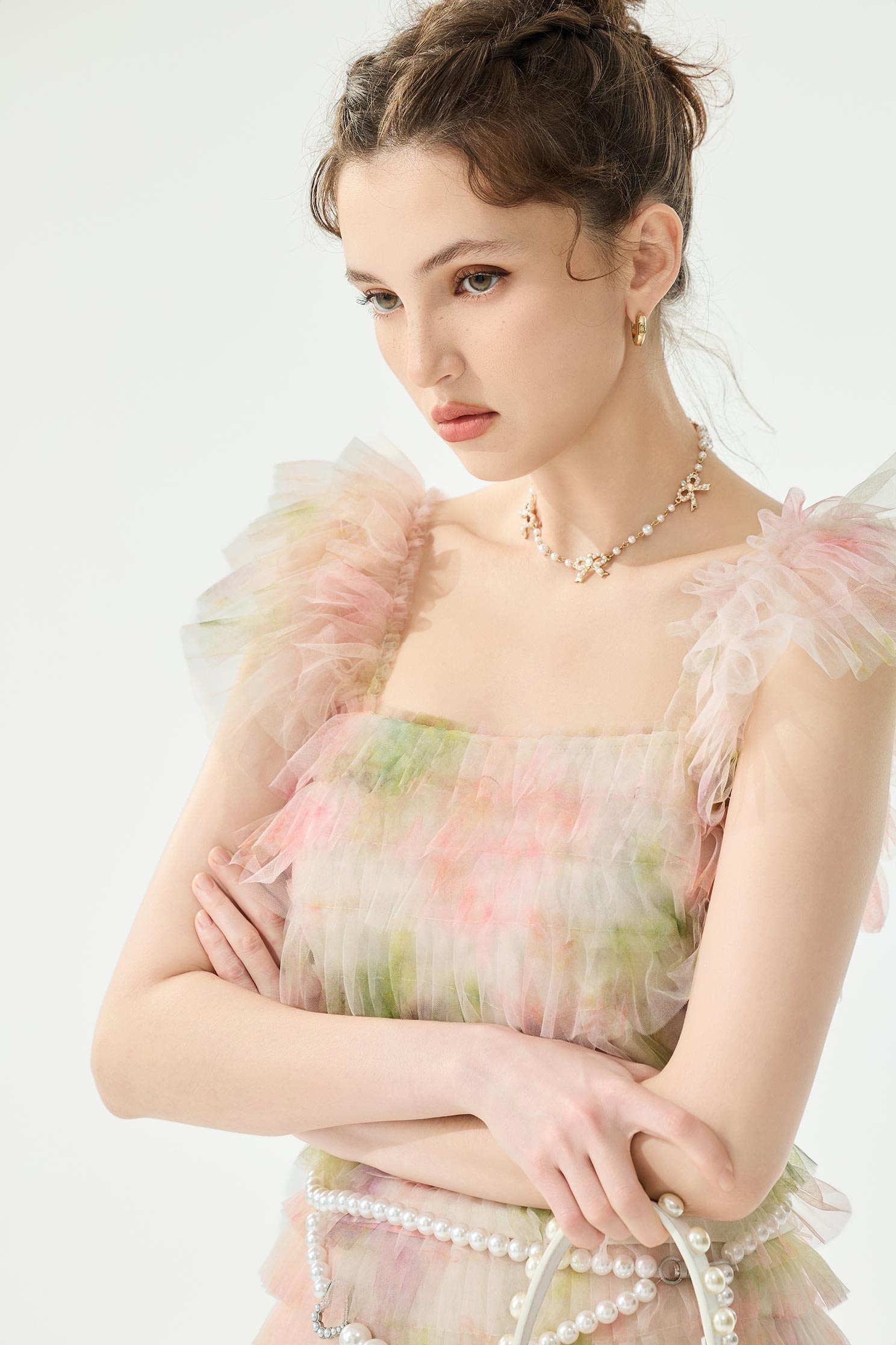 Pastel Gradient Mesh VestPastel Gradient Mesh Vest,sleeveless tops,Tops,Season (SS) Look,Mesh fabric,sleeveless tops