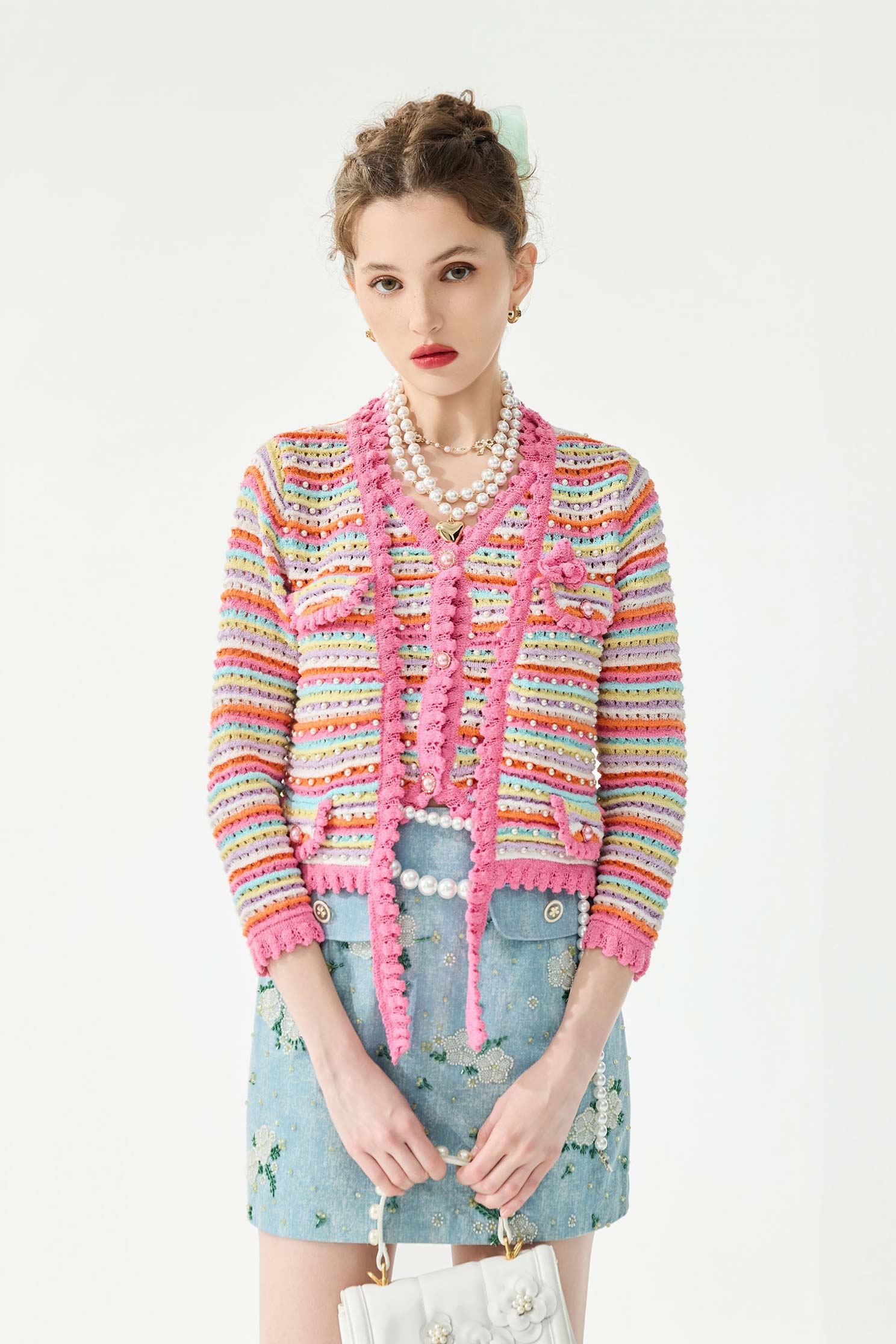 Multi Colour Stripe Knit VestMulti Colour Stripe Knit Vest,sleeveless tops,Season (SS) Look,pearl,sleeveless tops,Knitted,Knitted tops