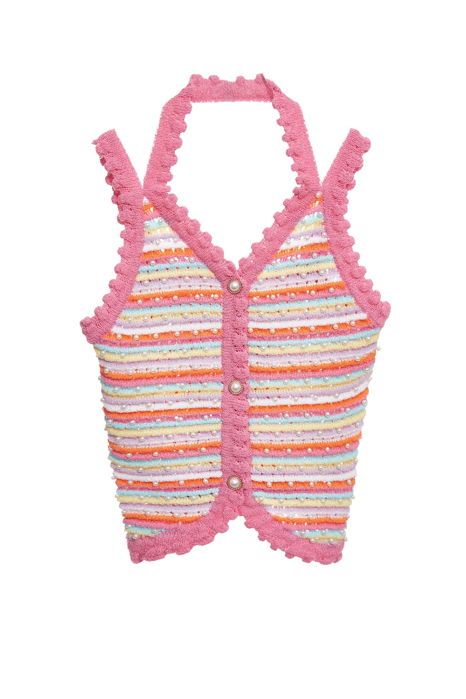 Multi Colour Stripe Knit VestMulti Colour Stripe Knit Vest,sleeveless tops,Season (SS) Look,pearl,sleeveless tops,Knitted,Knitted tops