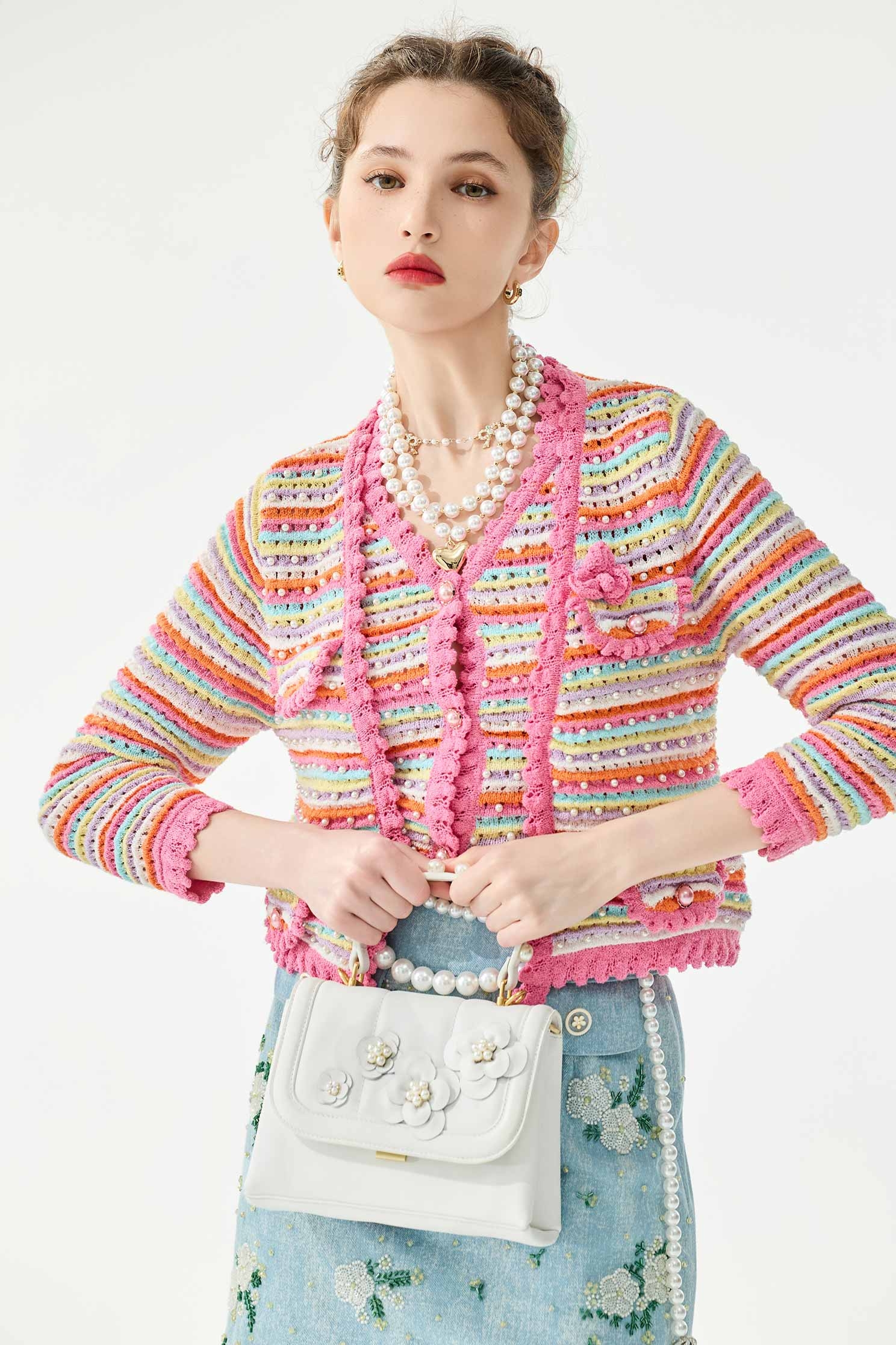 Multi Colour Stripe Knit VestMulti Colour Stripe Knit Vest,sleeveless tops,Season (SS) Look,pearl,sleeveless tops,Knitted,Knitted tops