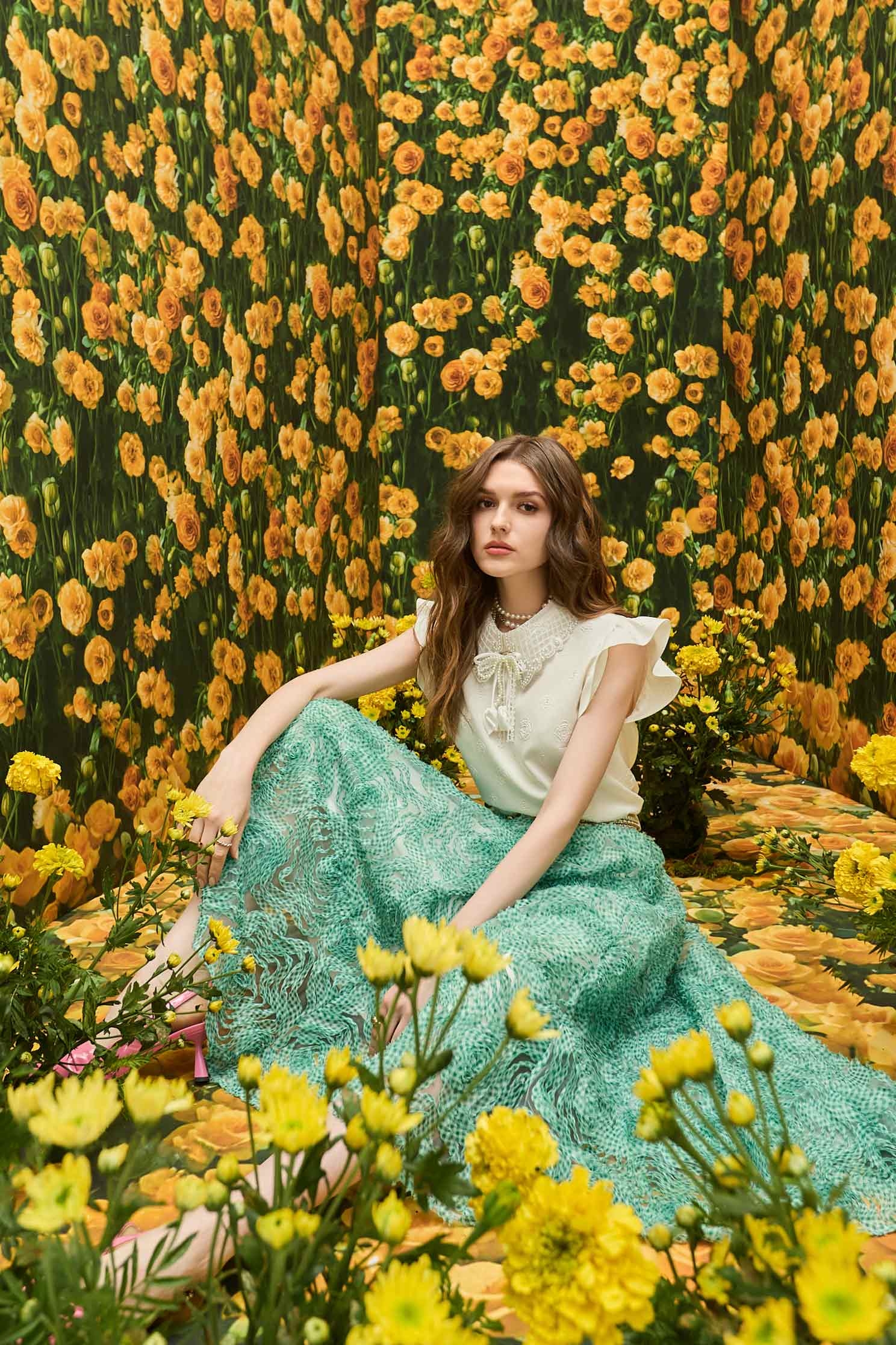 Floral Embossed Print Lace Collar VestFloral Embossed Print Lace Collar Vest,sleeveless tops,Tops,Embroidered,Season (SS) Look