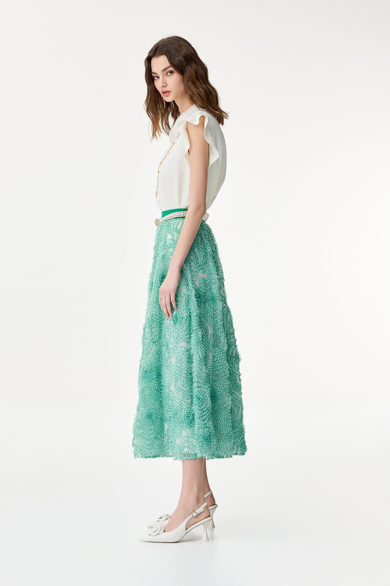 Floral Embossed Print Lace Collar VestFloral Embossed Print Lace Collar Vest,sleeveless tops,Tops,Embroidered,Season (SS) Look