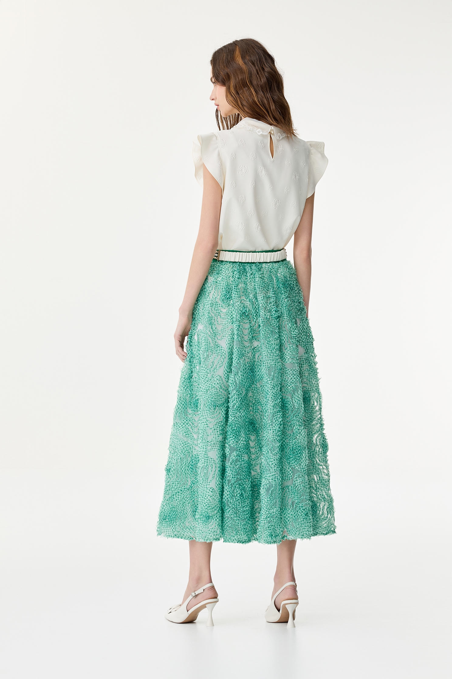 Floral Embossed Print Lace Collar VestFloral Embossed Print Lace Collar Vest,sleeveless tops,Tops,Embroidered,Season (SS) Look