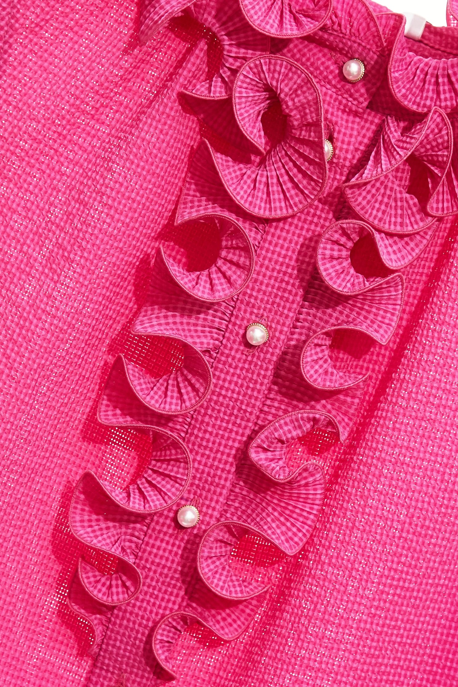 Button Front Fushia Pink Ruffle VestButton Front Fushia Pink Ruffle Vest,sleeveless tops,Tops,Season (SS) Look,pearl