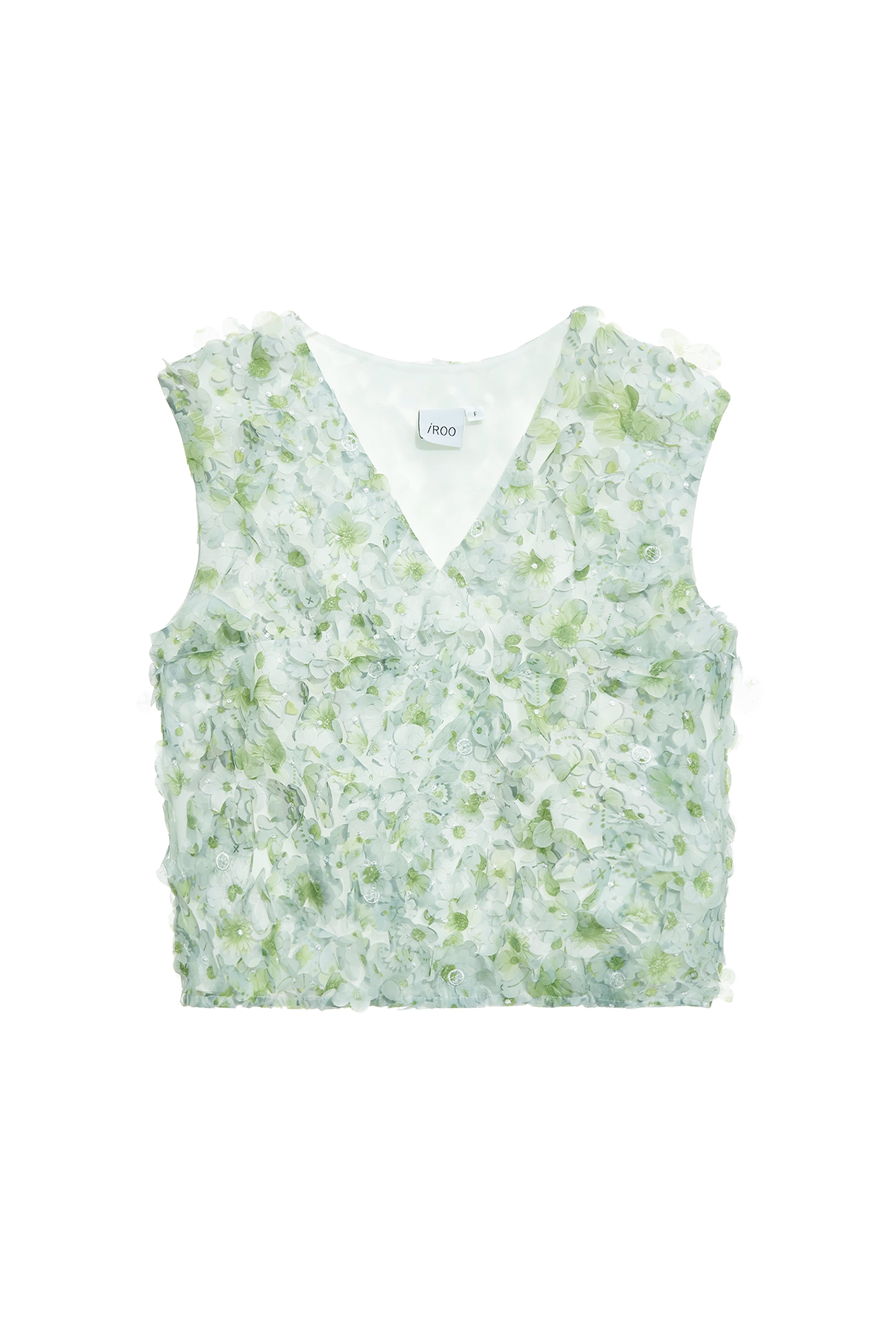 V-neck 3-D Floral Detail VestV-neck 3-D Floral Detail Vest,sleeveless tops,Tops,Embroidered,Season (SS) Look,Mesh fabric,Embroidered,sleeveless tops