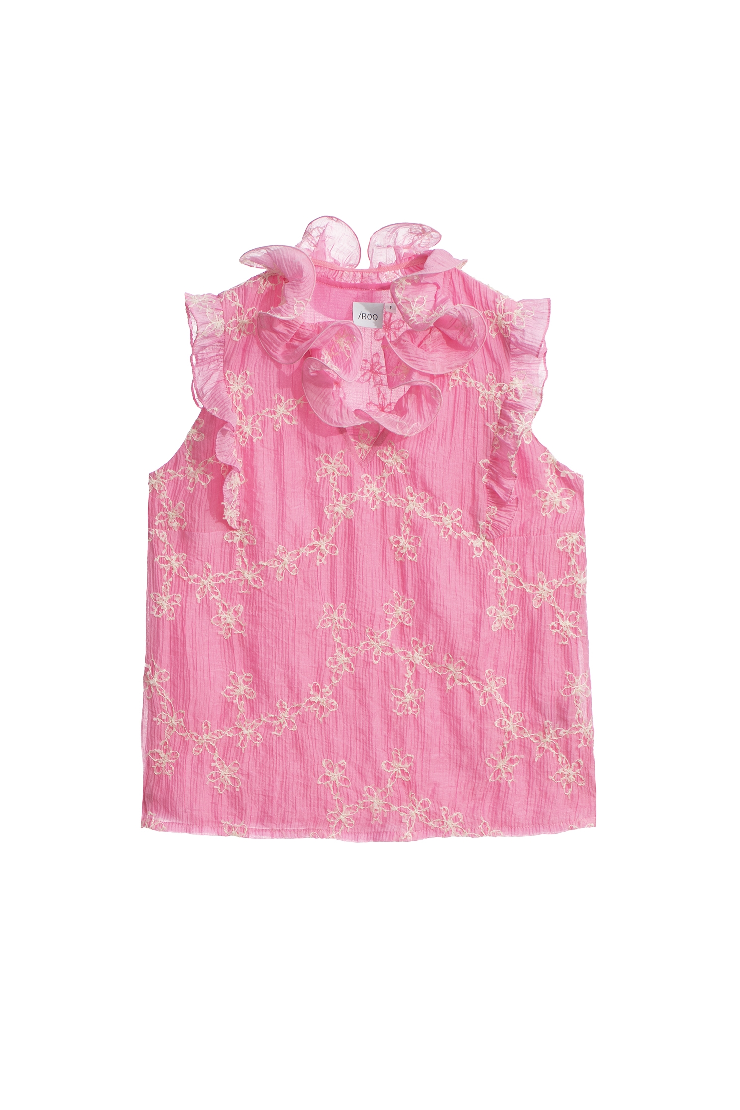 Floral Lace Vest With Ruffle CollarFloral Lace Vest With Ruffle Collar,sleeveless tops,Tops,Embroidered,Season (AW) Look,sleeveless tops