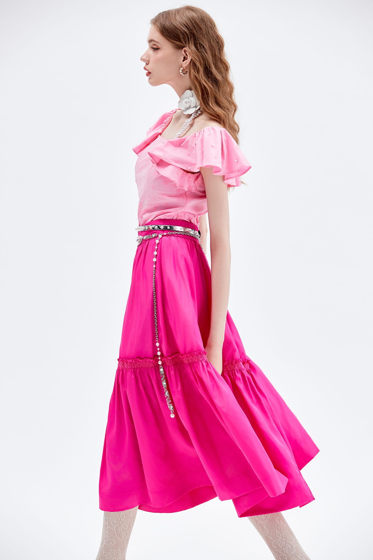 Floral Embroidery Top With Ruffle SleeveFloral Embroidery Top With Ruffle Sleeve,sleeveless tops,Tops,Embroidered,Embroidered tops,pearl,Season (AW) Look,Cotton,Embroidered