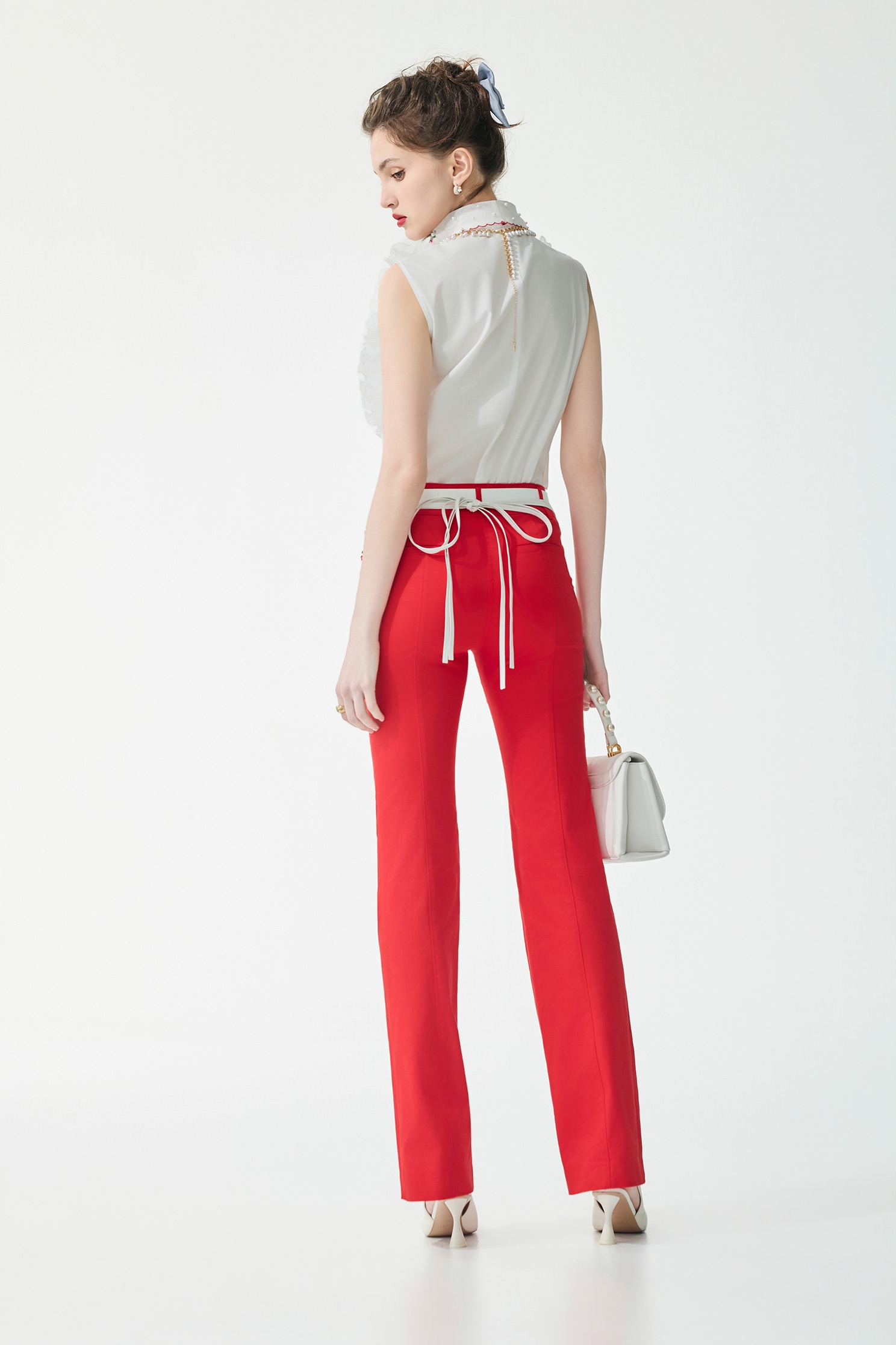 Cherry Embroidery Collar Ruffle Vest,sleeveless tops,Tops,Embroidered,Season (SS) Look,pearl,White tops,sleeveless tops