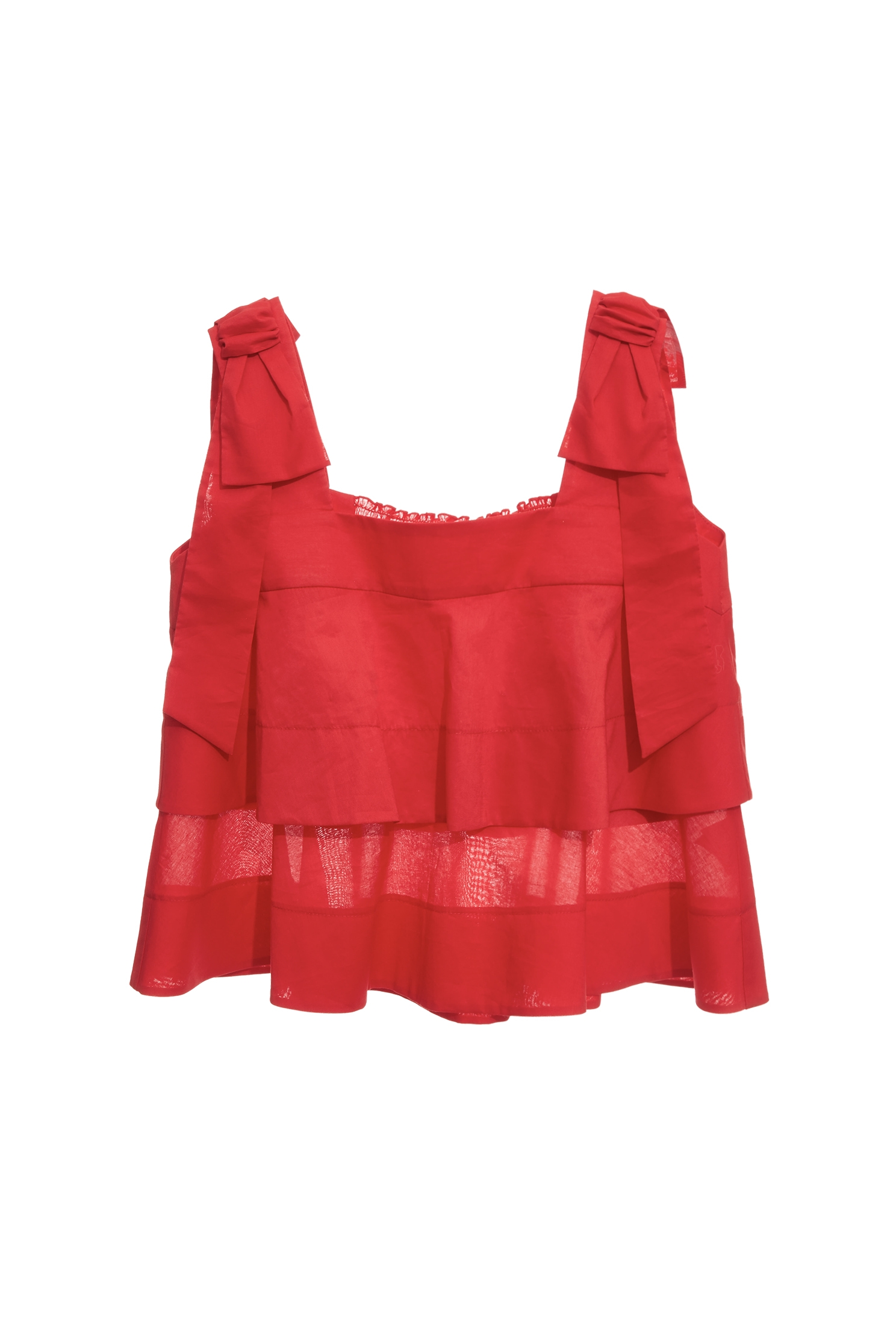 Chili Red Double Layer Vest,sleeveless tops,Tops,bestselling,Season (SS) Look,sleeveless tops,bows