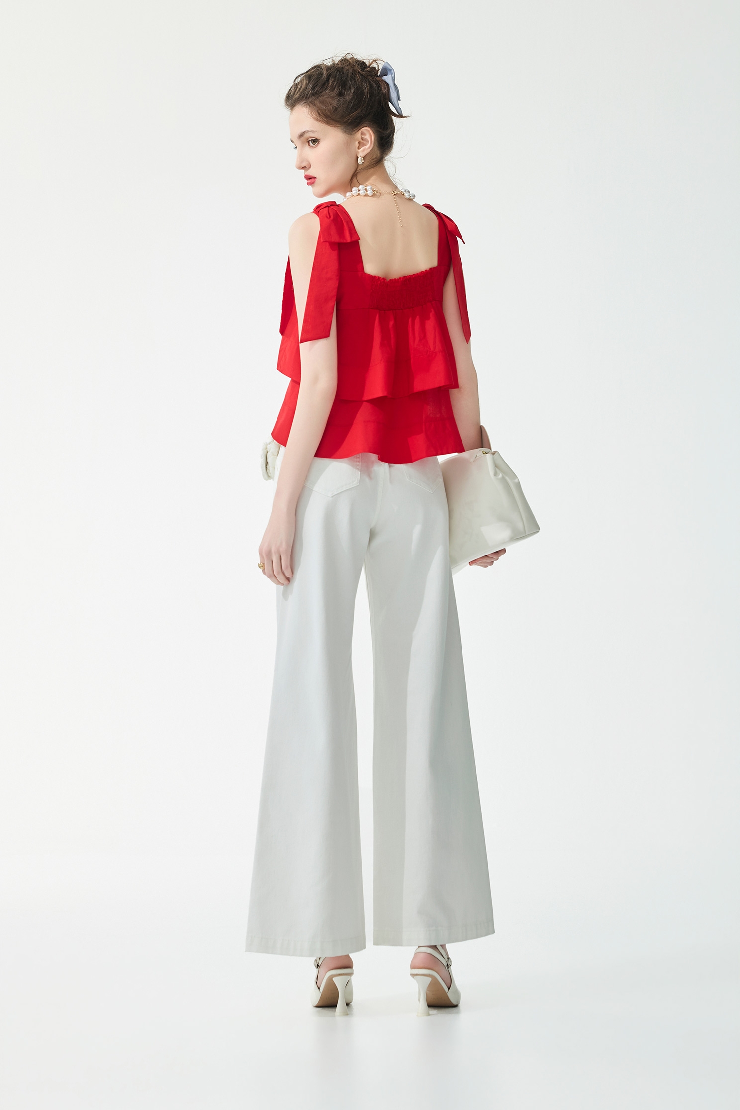 Chili Red Double Layer Vest,sleeveless tops,Tops,bestselling,Season (SS) Look,sleeveless tops,bows